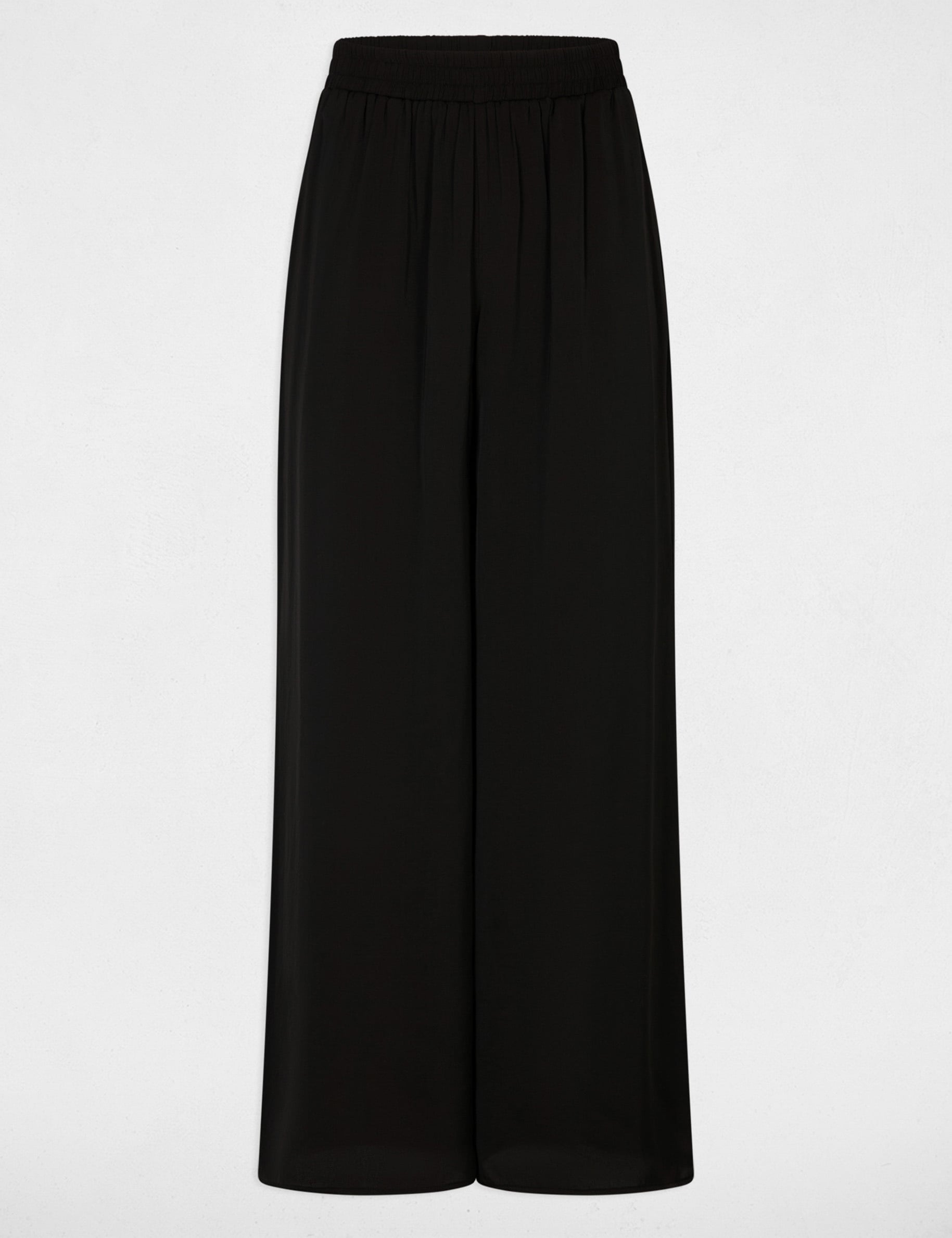 Pantal&oacute;n ancho fluido negro mujer