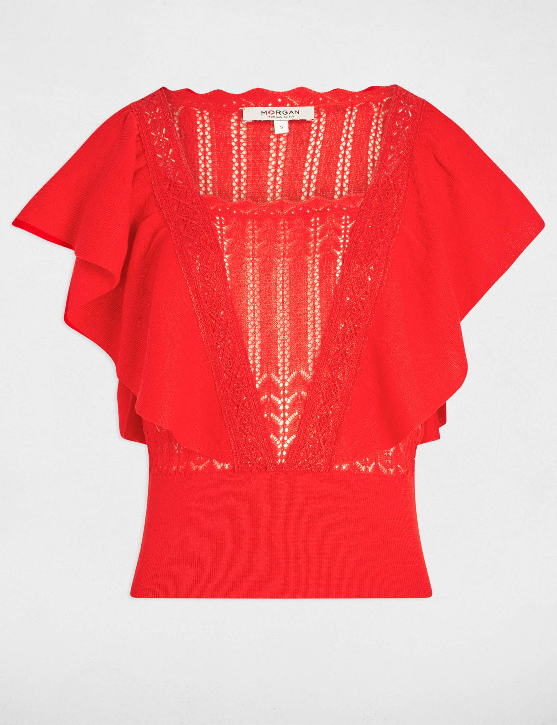 Jersey manga corta encaje orange mujer