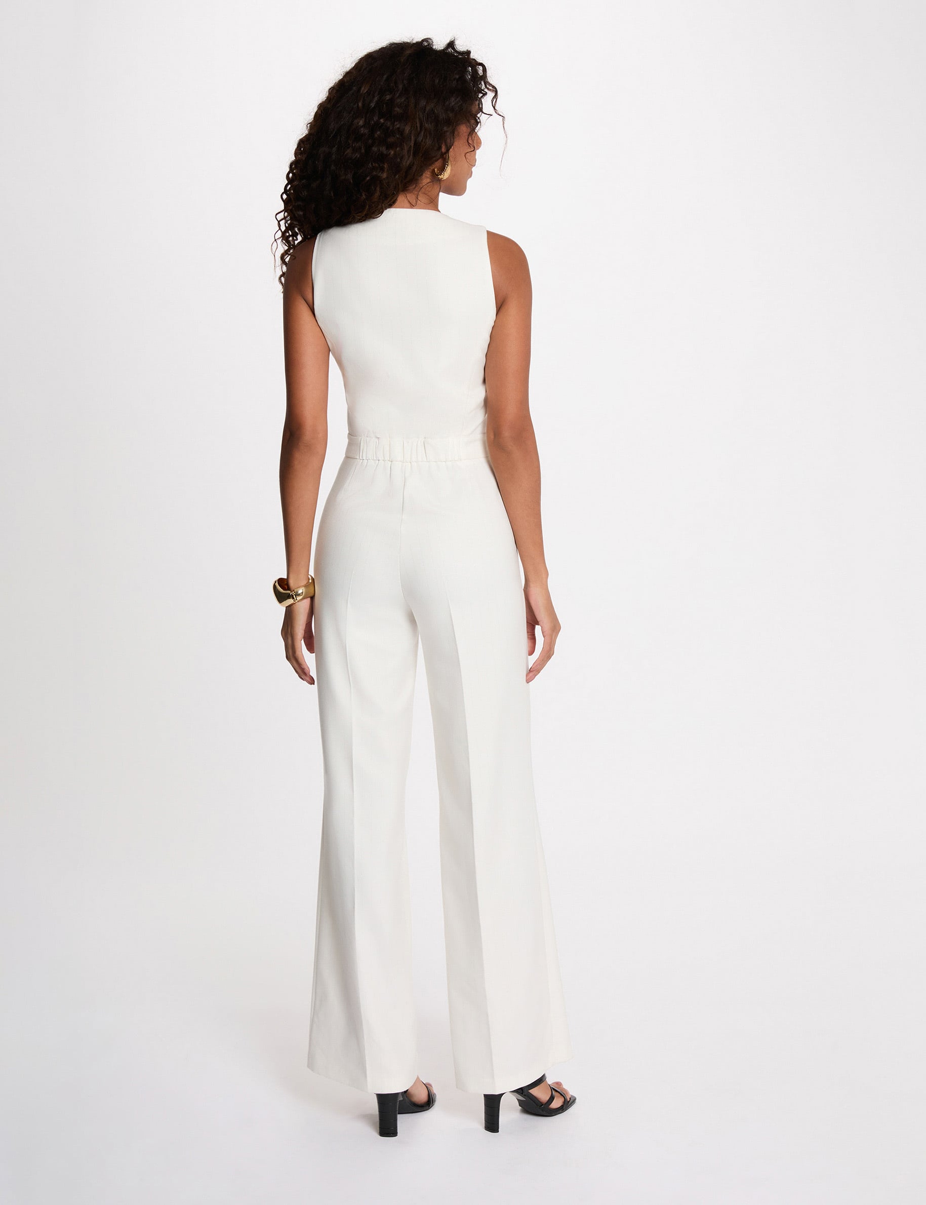 Mono ancho con cuello en V blanco mujer