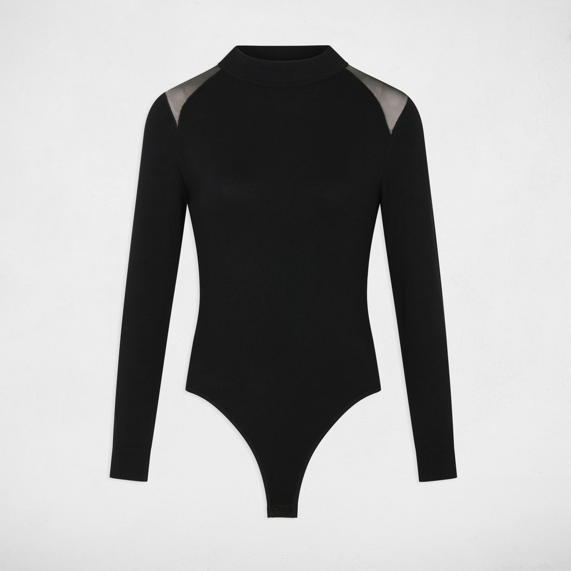 Body con hombro transparente negro mujer