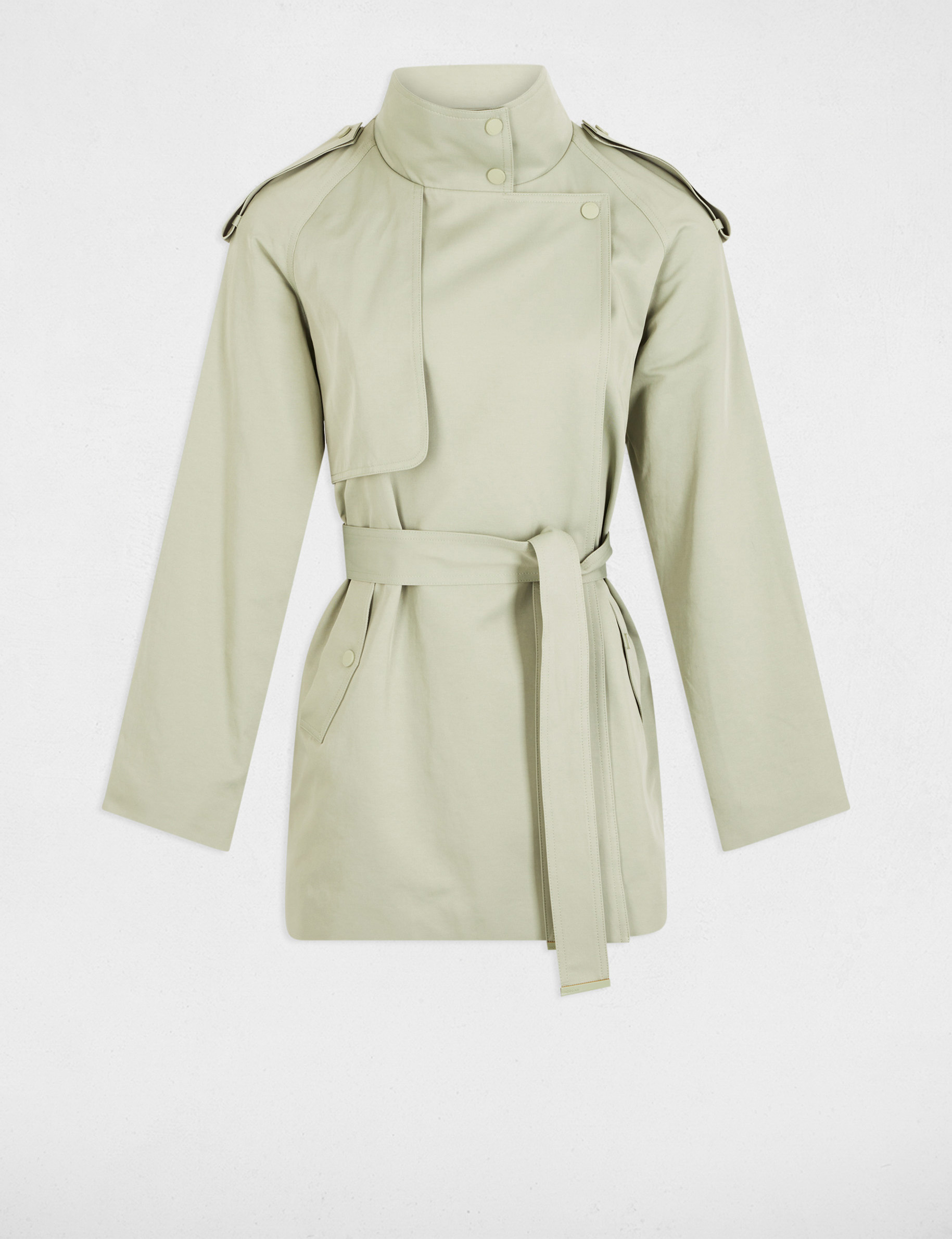 gabardina corta holgada verde claro mujer Gabardina corta holgada verde claro mujer