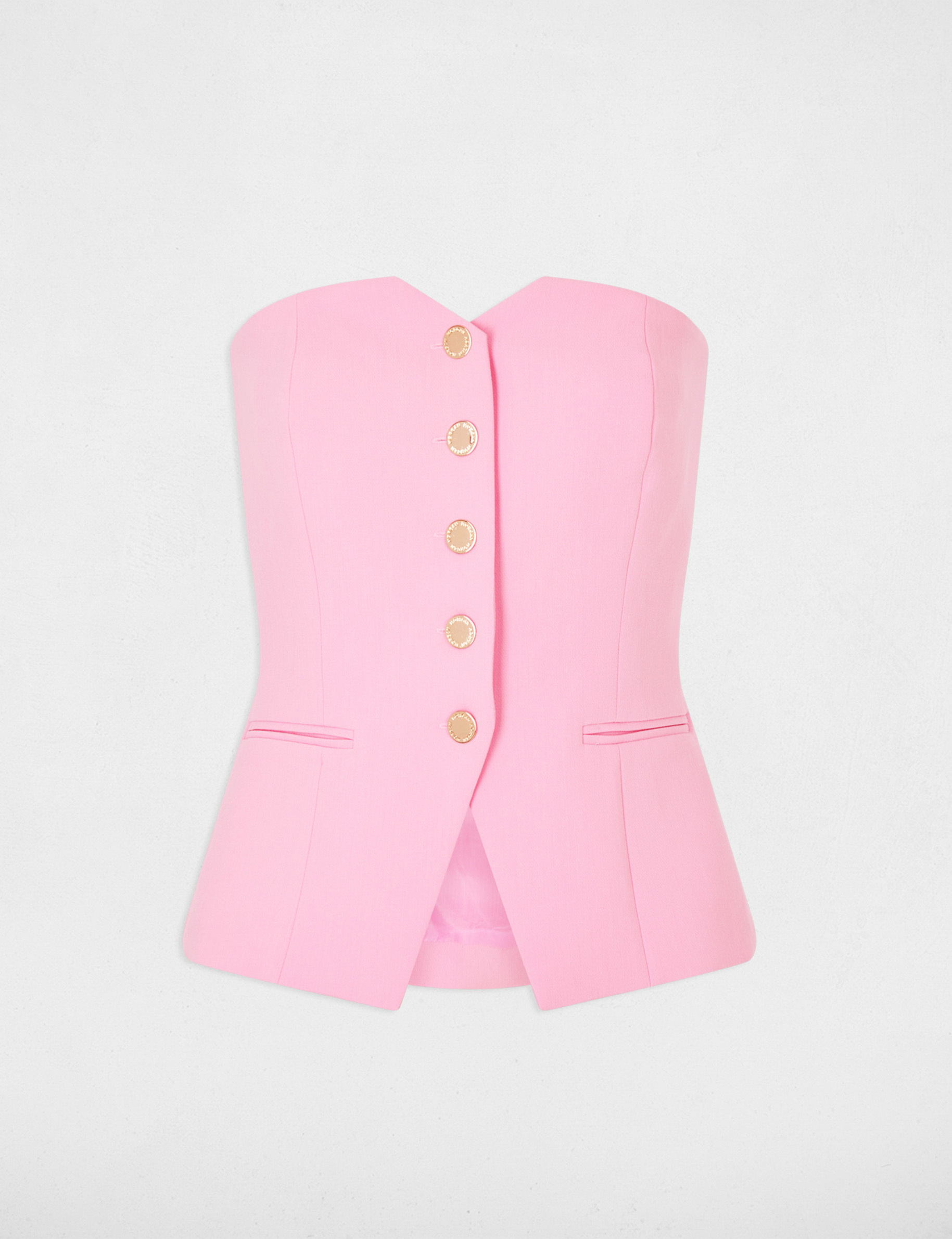 Top ajustado sin mangas rosa claro mujer