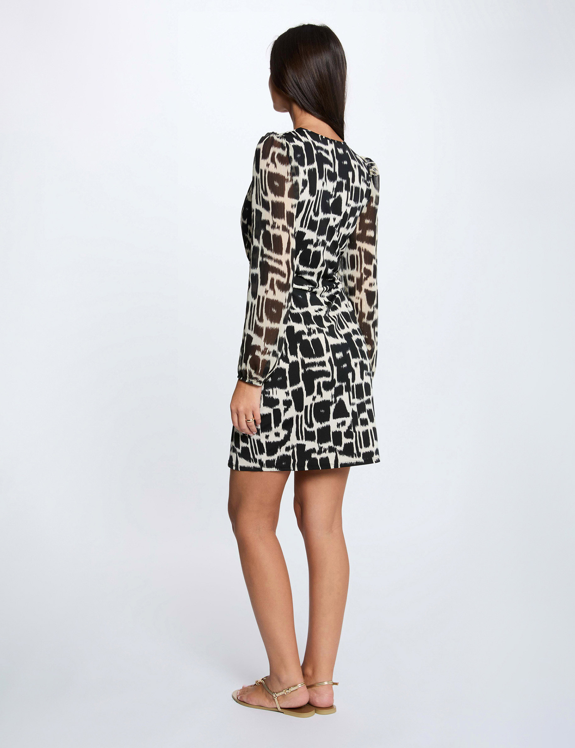 Vestido corto con cuello en V multicolor mujer