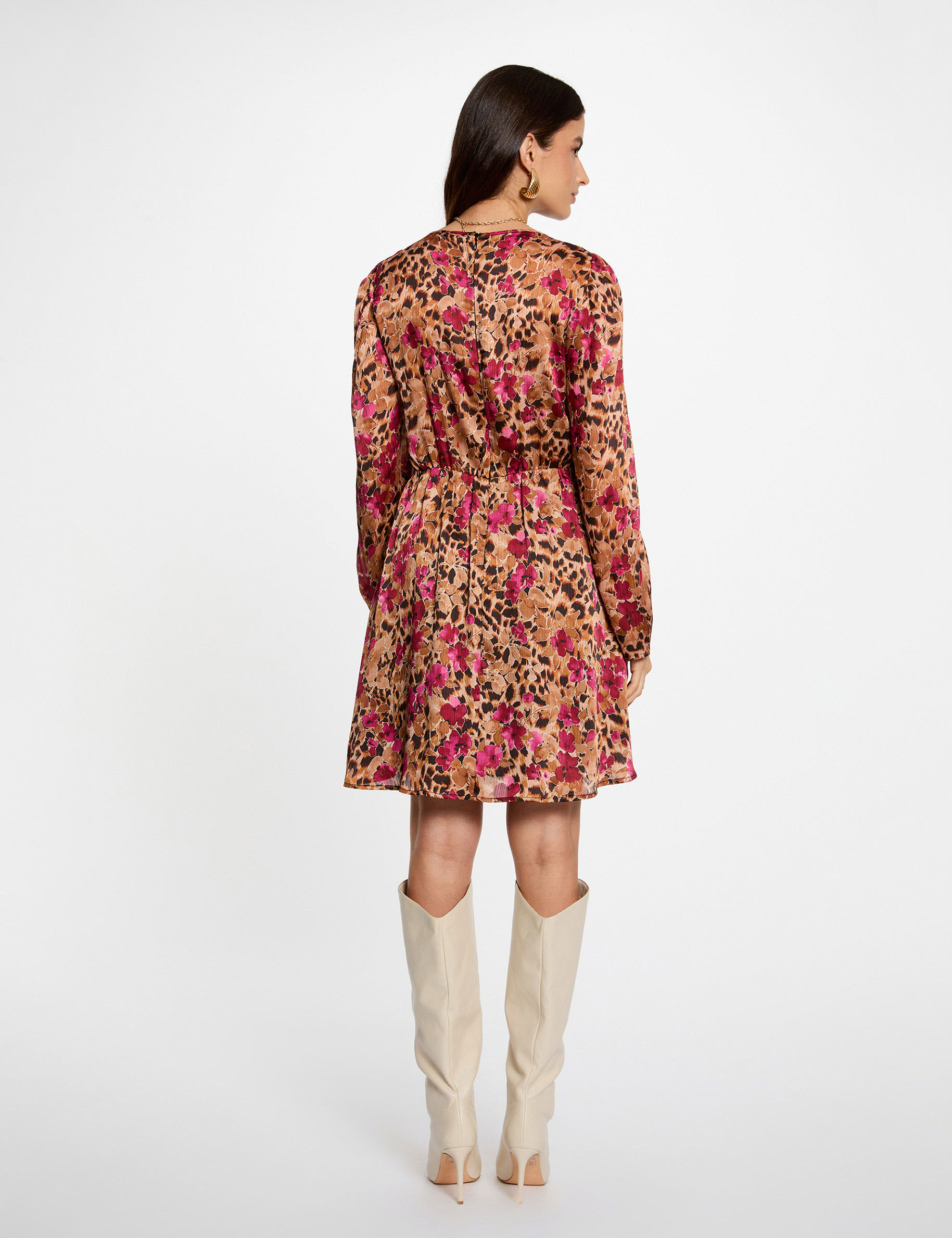 Vestido corto plisado multicolor mujer
