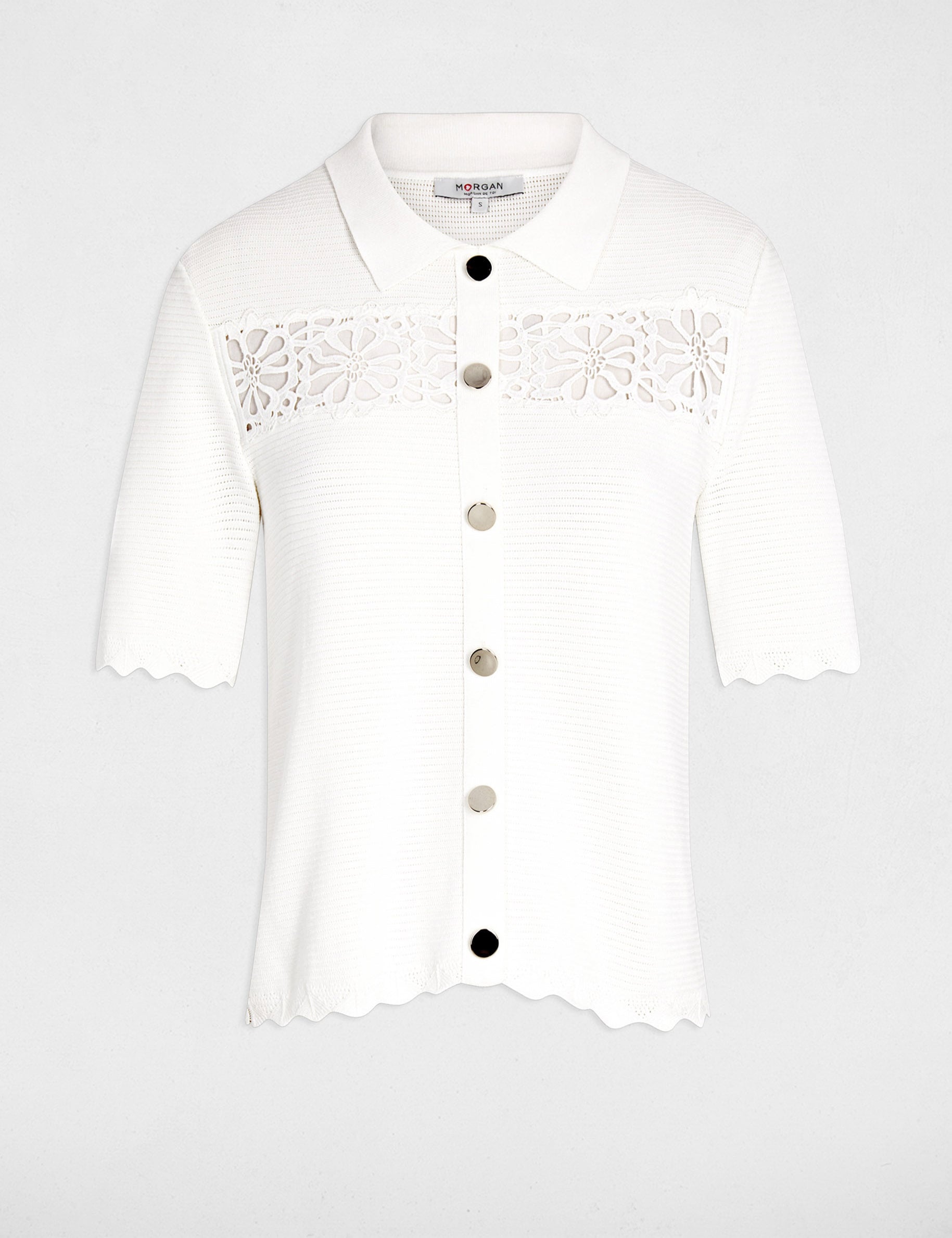 Jersey calado bordado blanco mujer