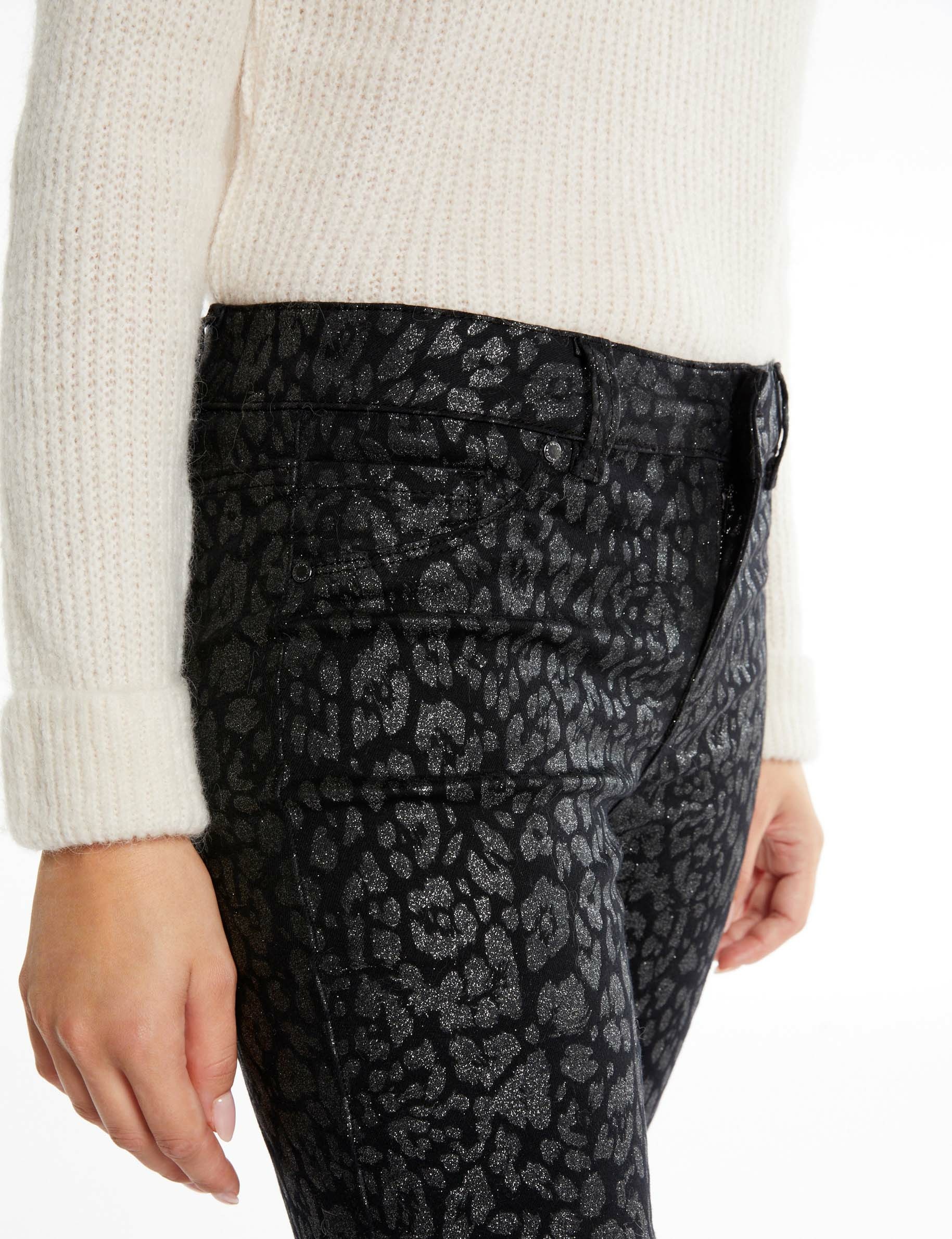 Pantalón skinny mojado estampado negro mujer