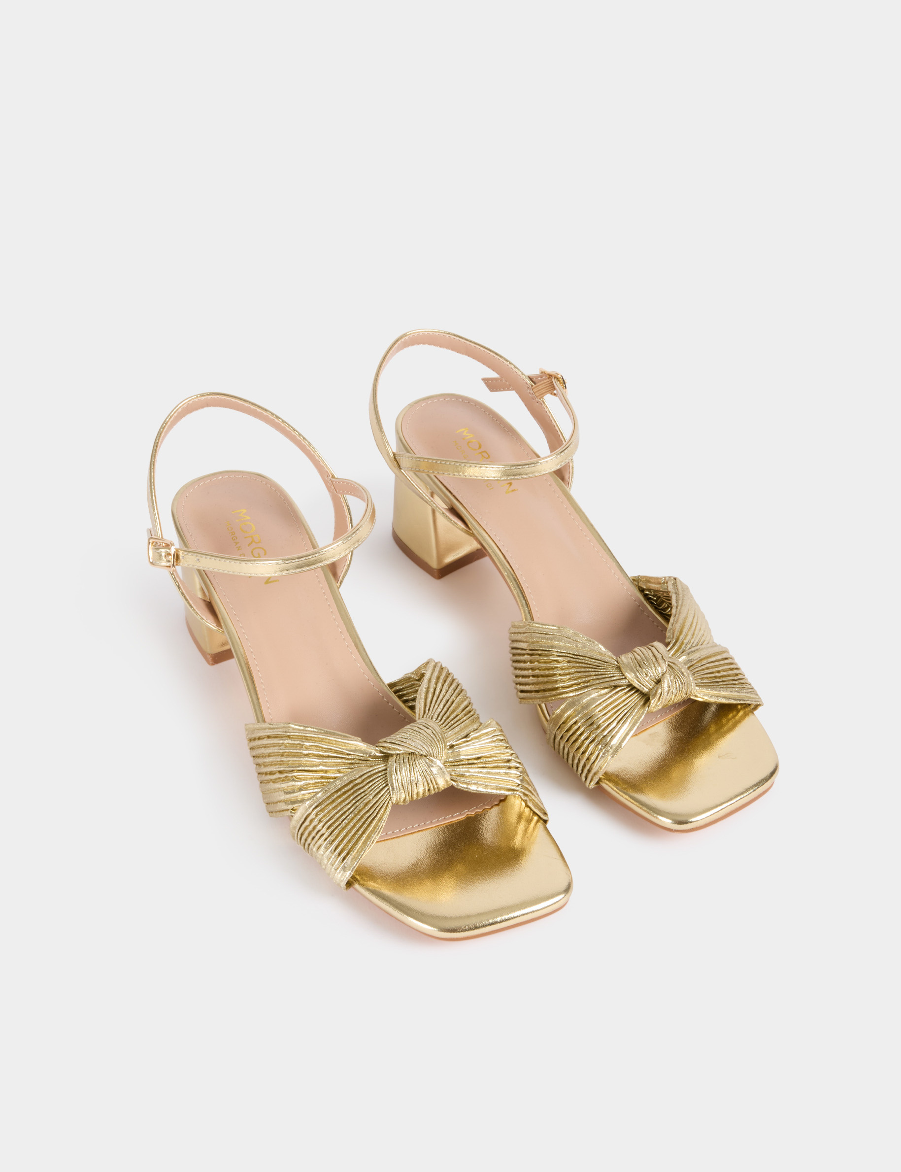 Sandalia con lazo amarillo oro mujer