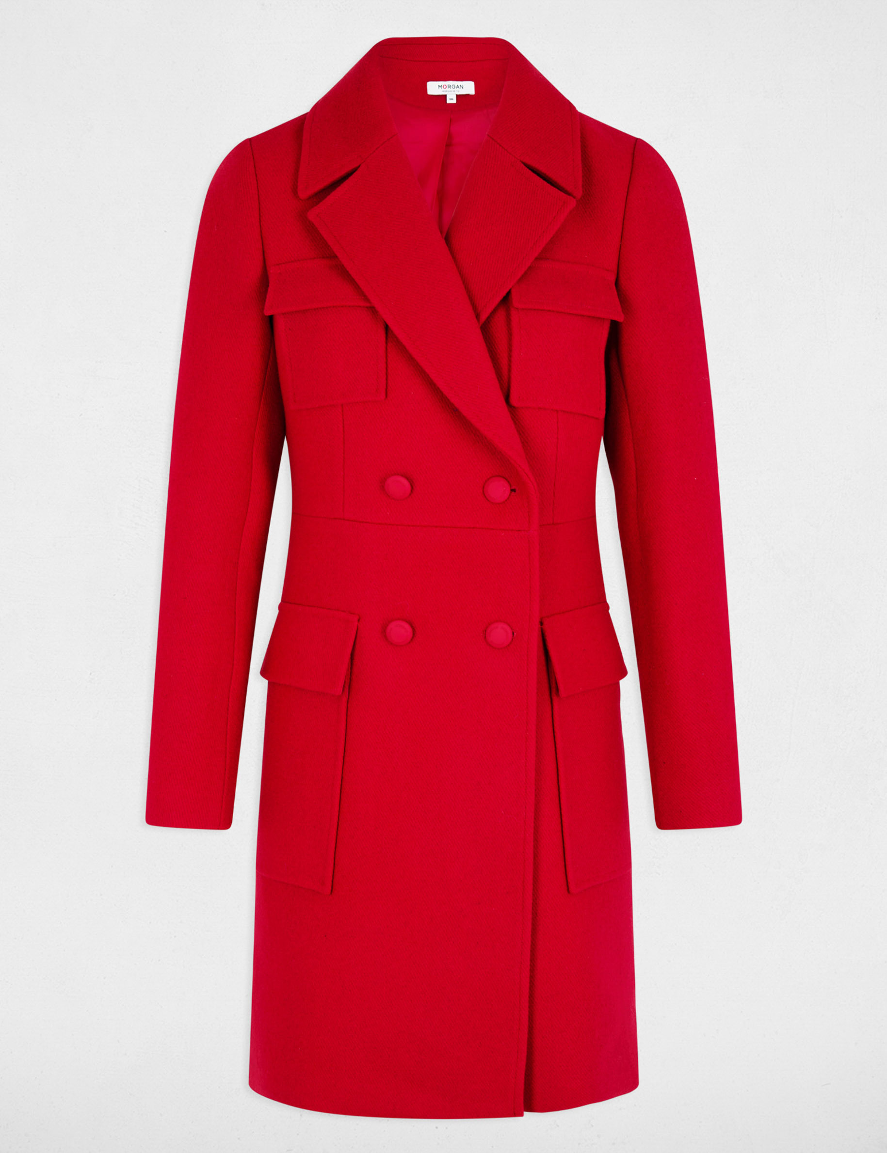 abrigo largo abotonado rojo mujer Abrigo largo abotonado rojo mujer