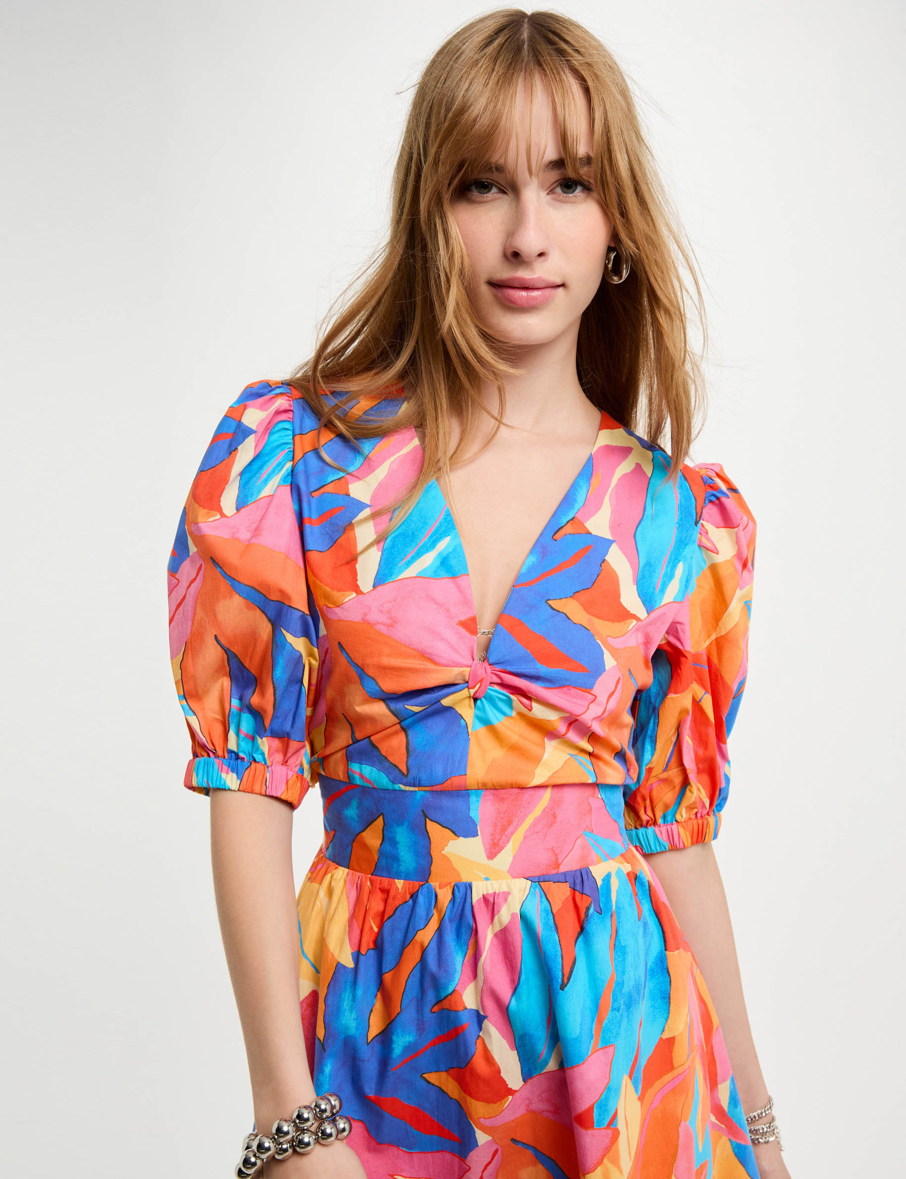 vestido acampado estampado multicolor mujer Vestido acampado estampado multicolor mujer