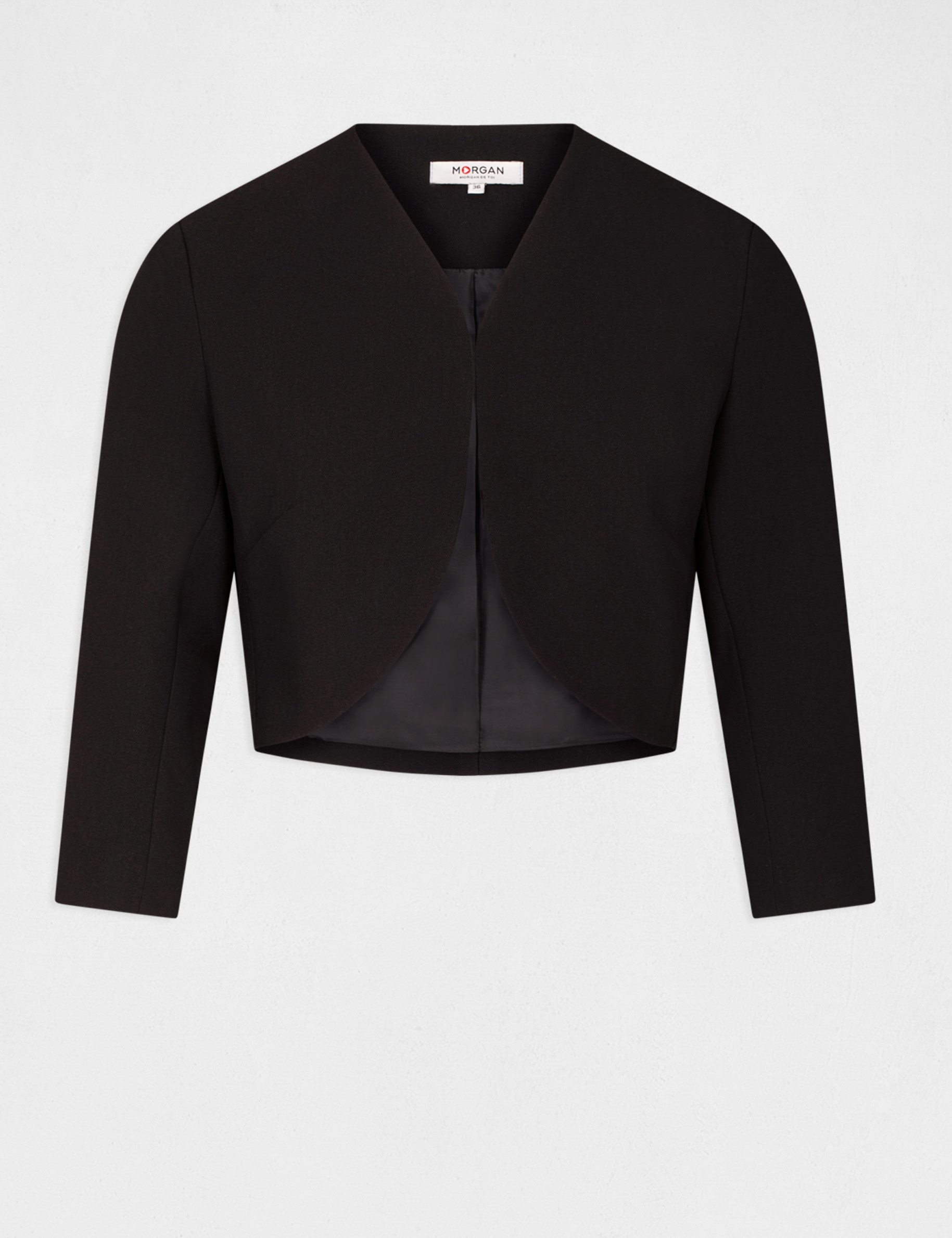 chaqueta recta con manga 34 negro mujer Chaqueta recta con manga 3/4 negro mujer