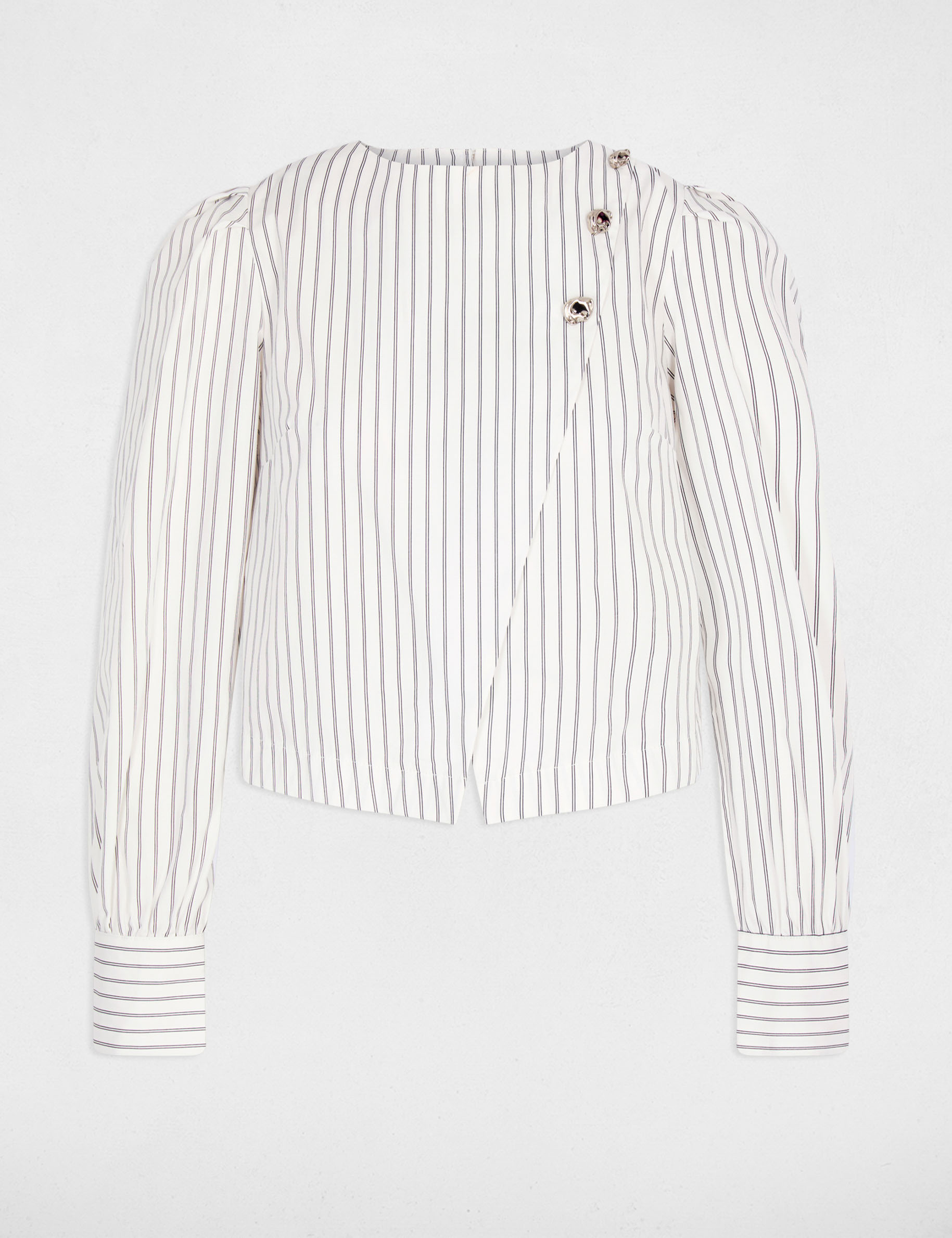 Blusa cruzada de rayas blanco mujer