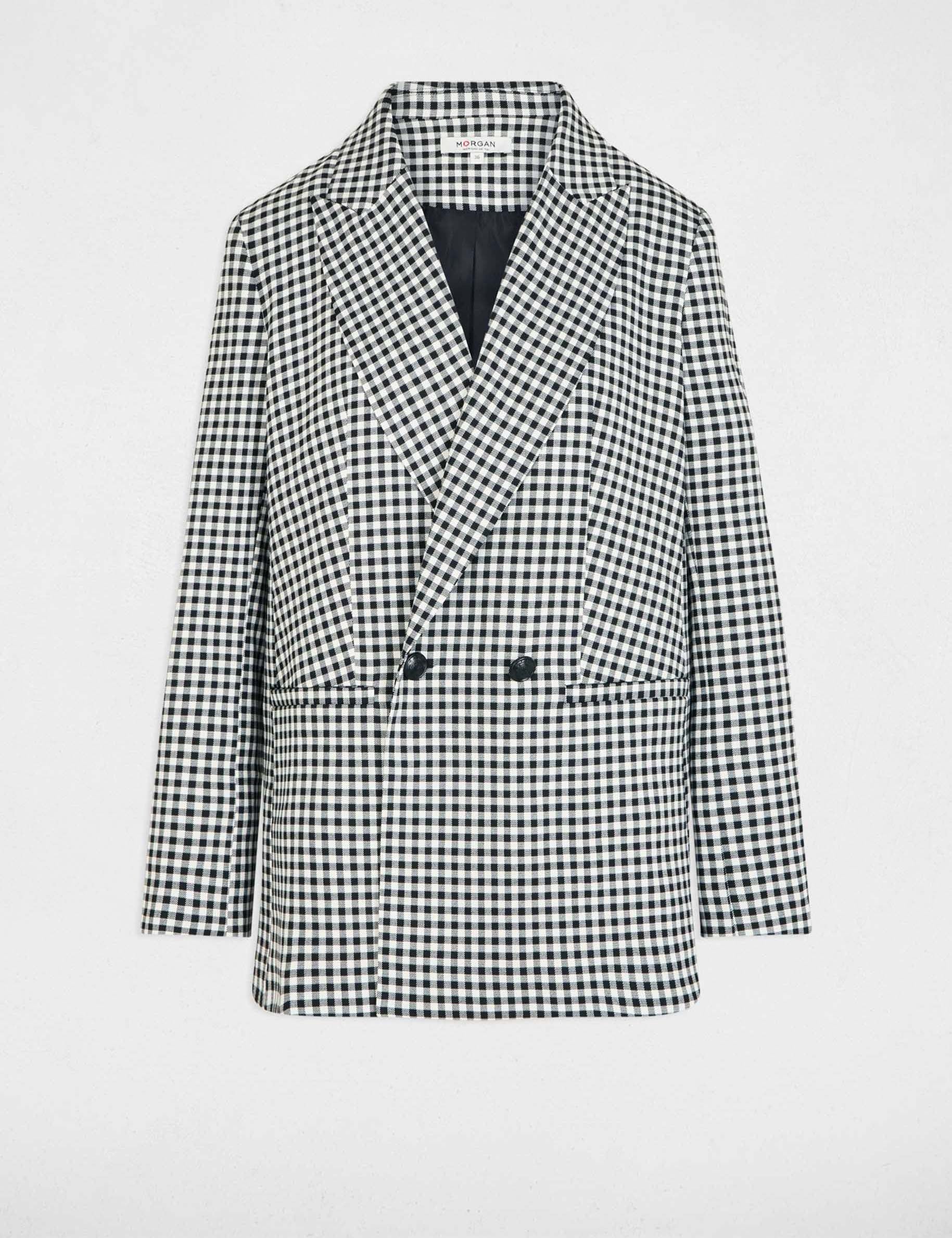 Chaqueta oversize con cuello sastre negro mujer