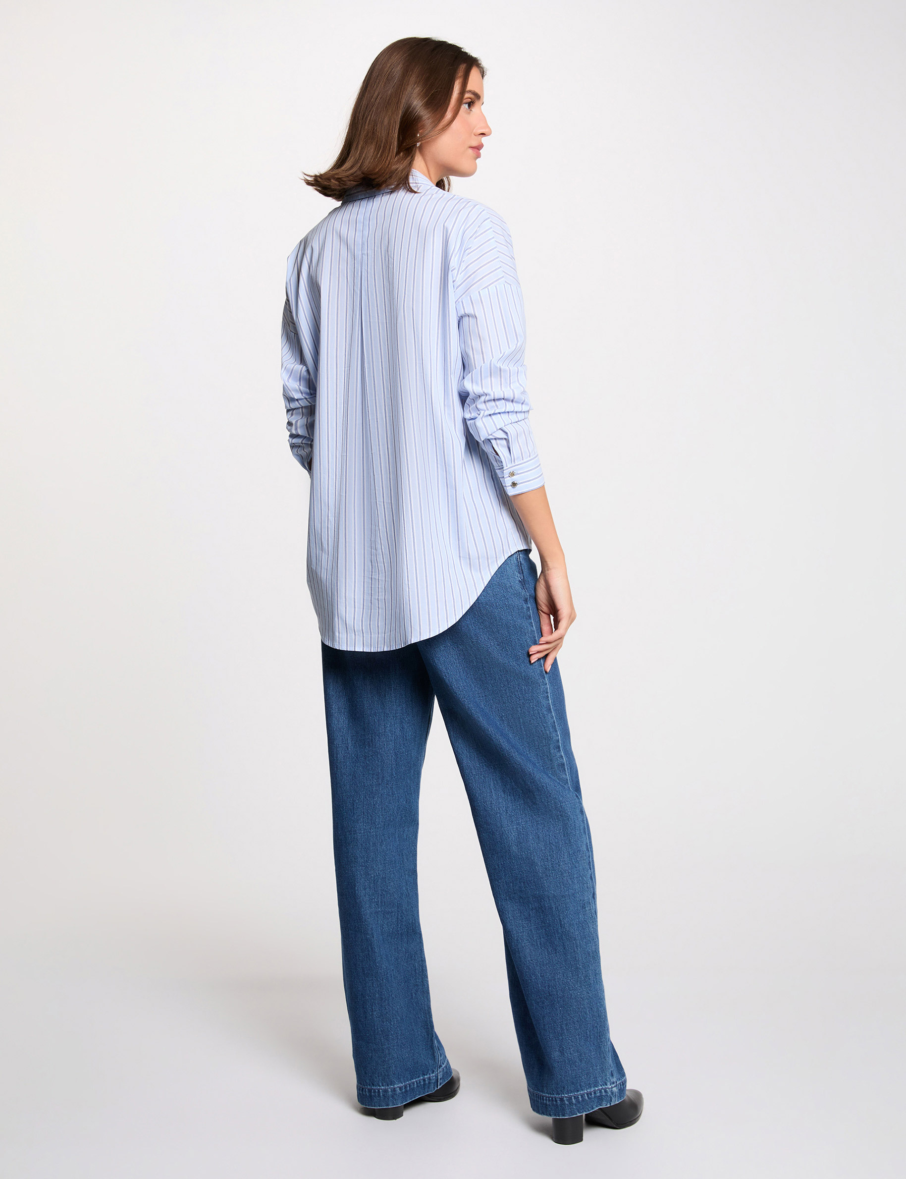 Camisa oversize de rayas multicolor mujer