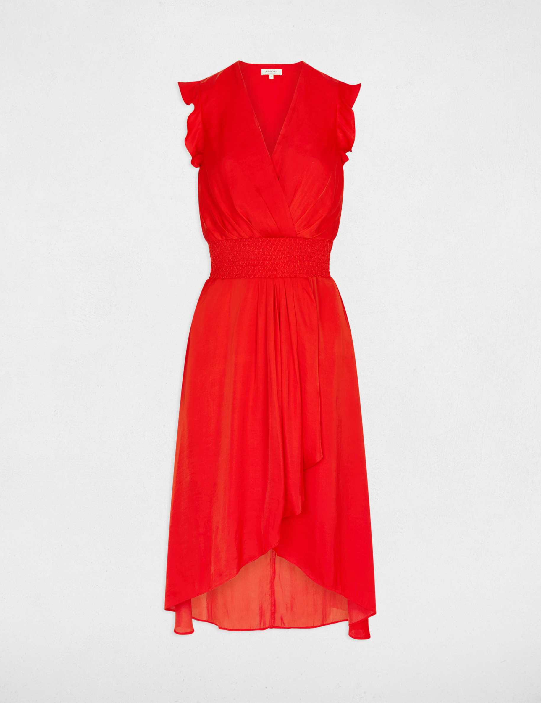 Vestido recto holgado sin mangas rojo vivo mujer