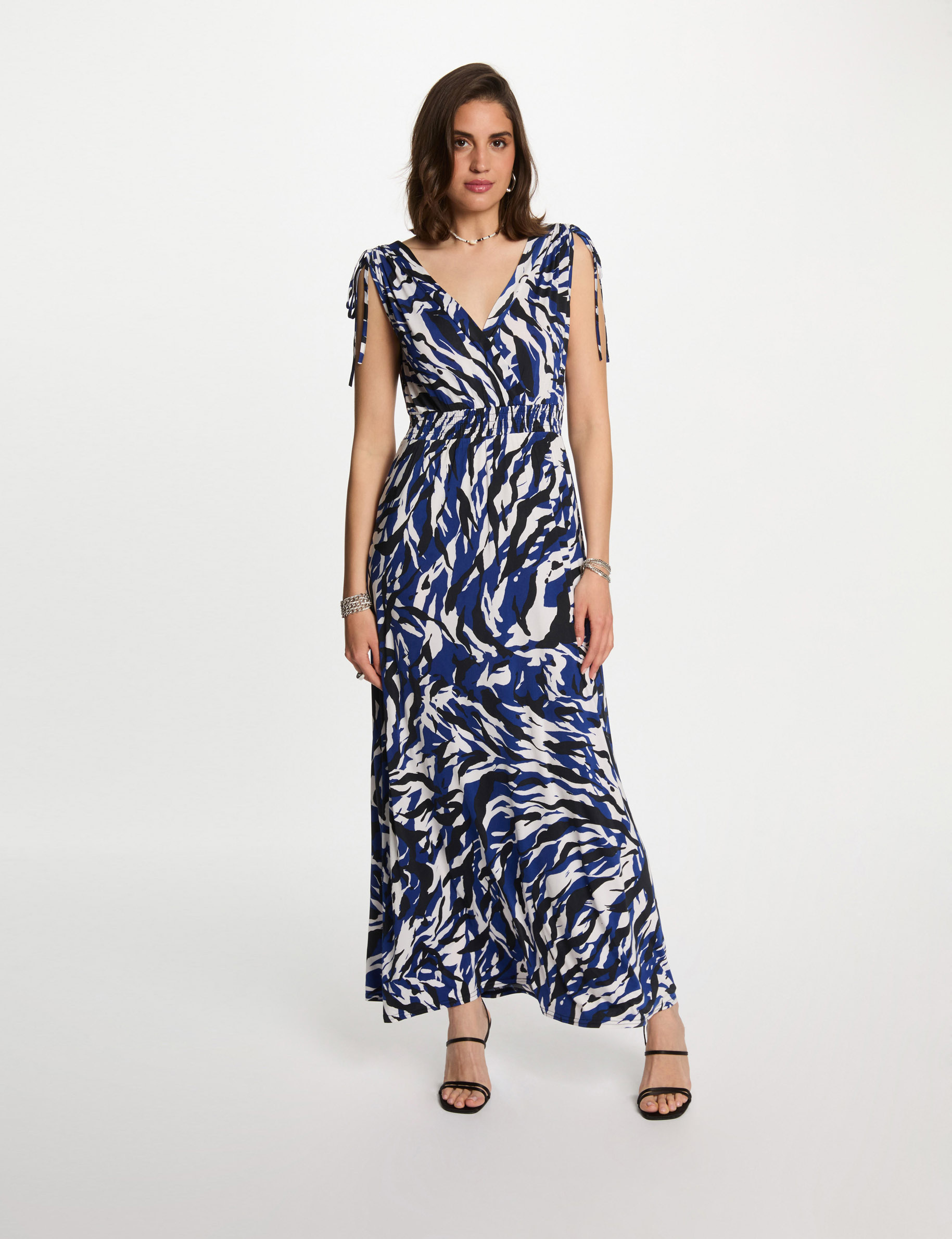 vestido largo recto estampado multicolor mujer Vestido largo recto estampado multicolor mujer