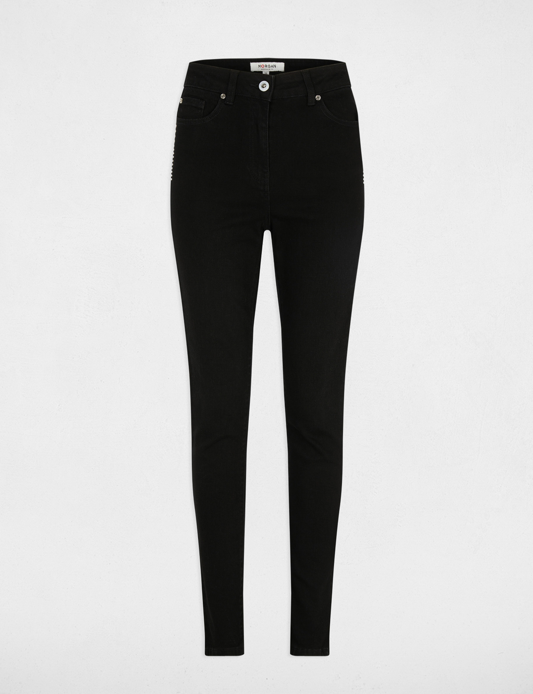 Vaquero slim con tachuelas negro mujer