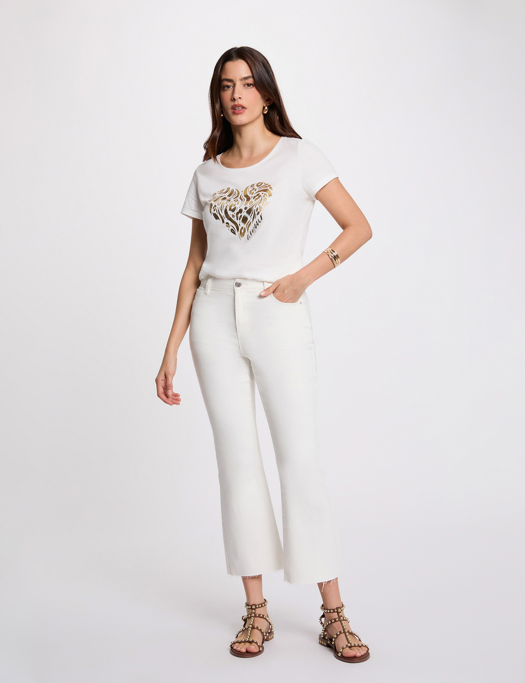 Vaquero slim crop blanco mujer