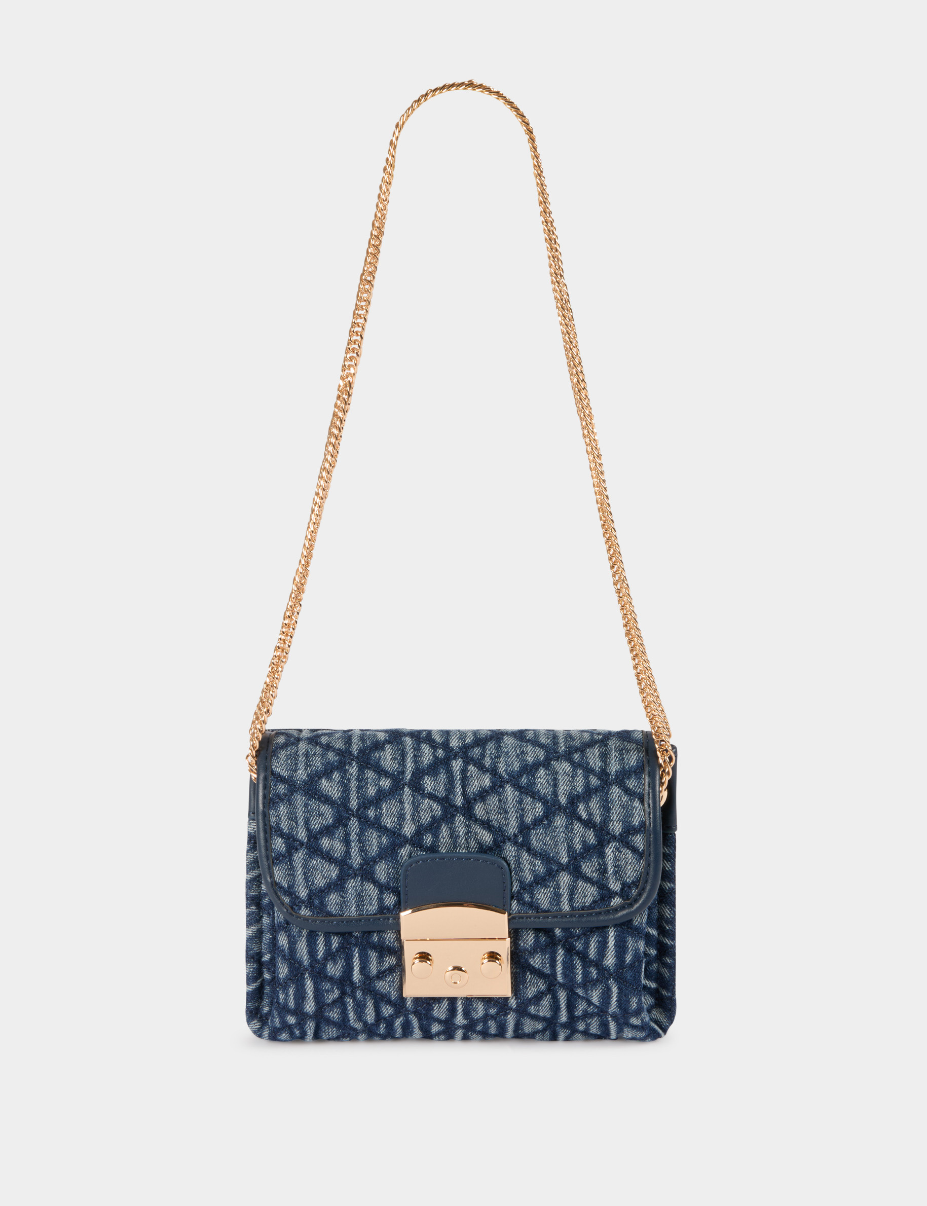 Bolso bandolera acolchado denim stone mujer