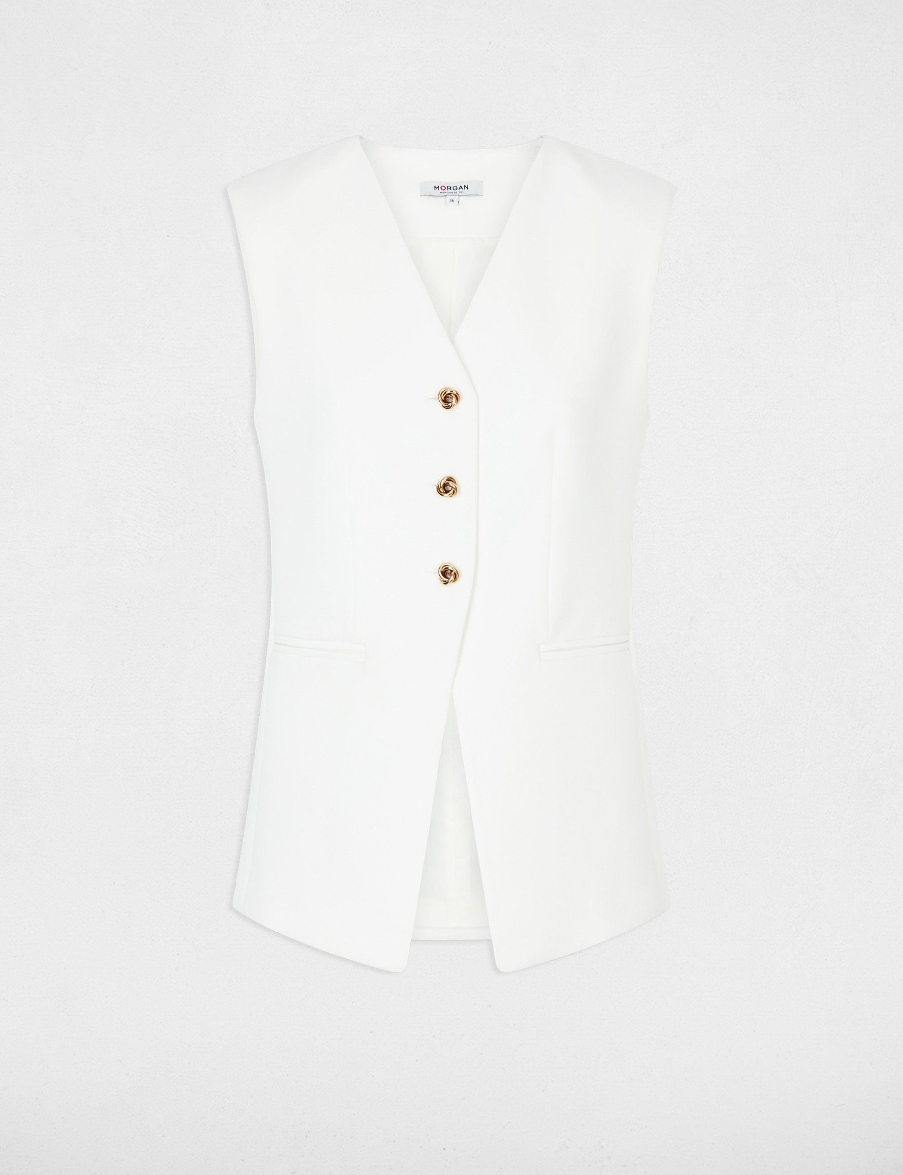 Chaqueta ajustada sin mangas blanco mujer