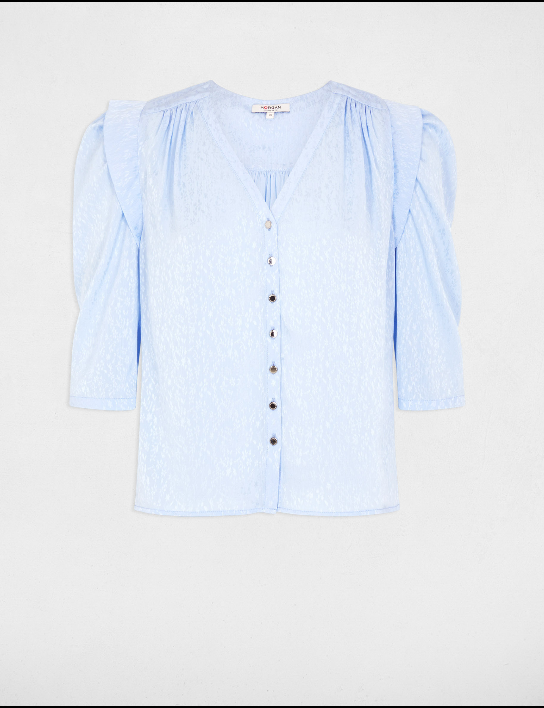 camisa manga 34 azul cielo mujer Camisa manga 3/4 azul cielo mujer