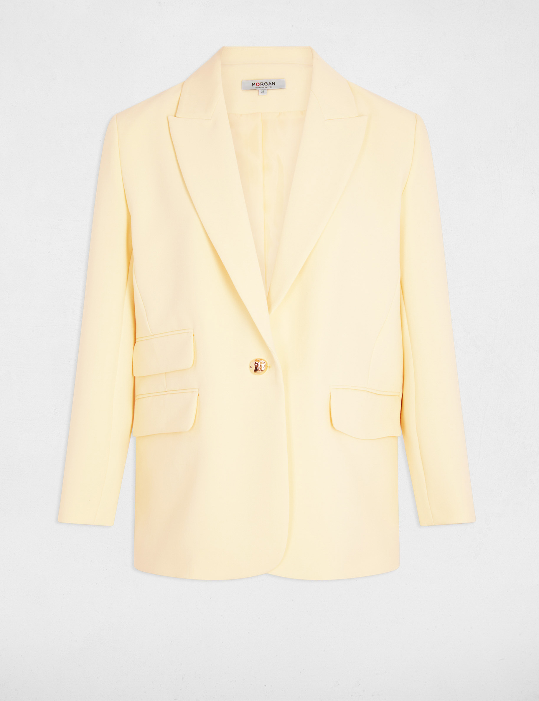 Chaqueta blazer amarillo pastel mujer
