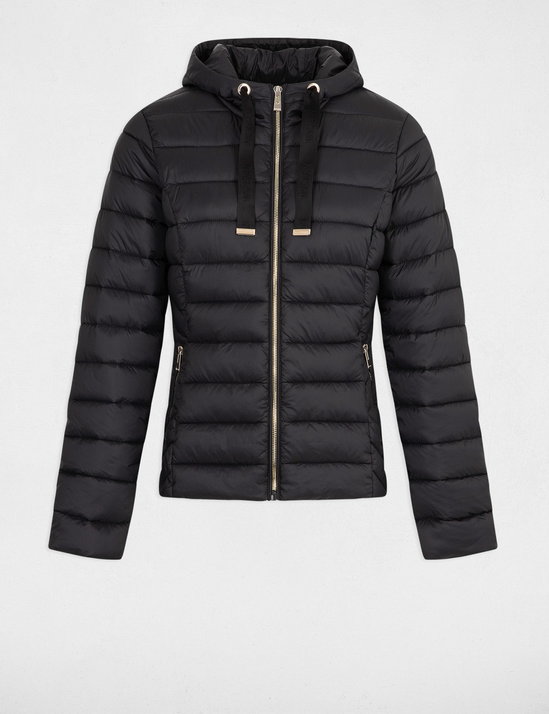 Chaqueta acolchada cuello alto negro mujer