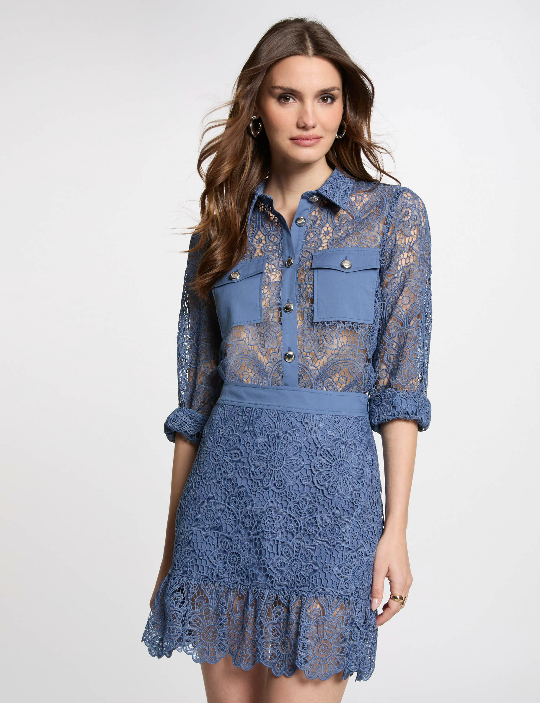 camisa manga larga bleu gris mujer Camisa manga larga bleu gris mujer