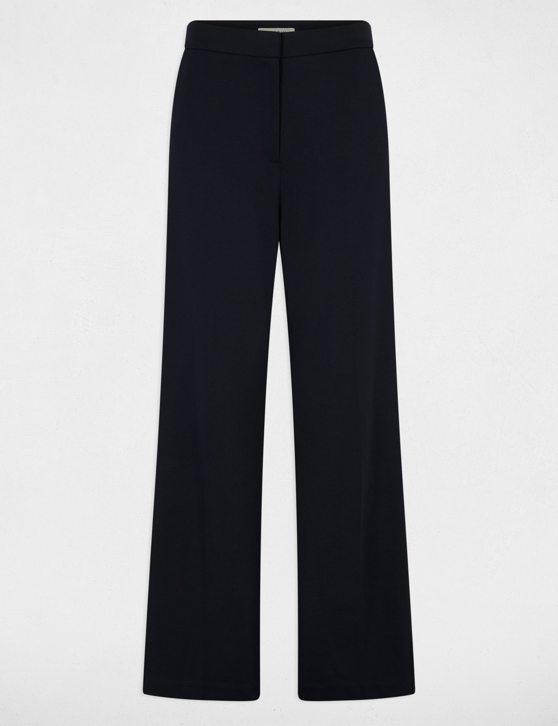 Pantal&oacute;n ancho con bandas laterales azul marino mujer