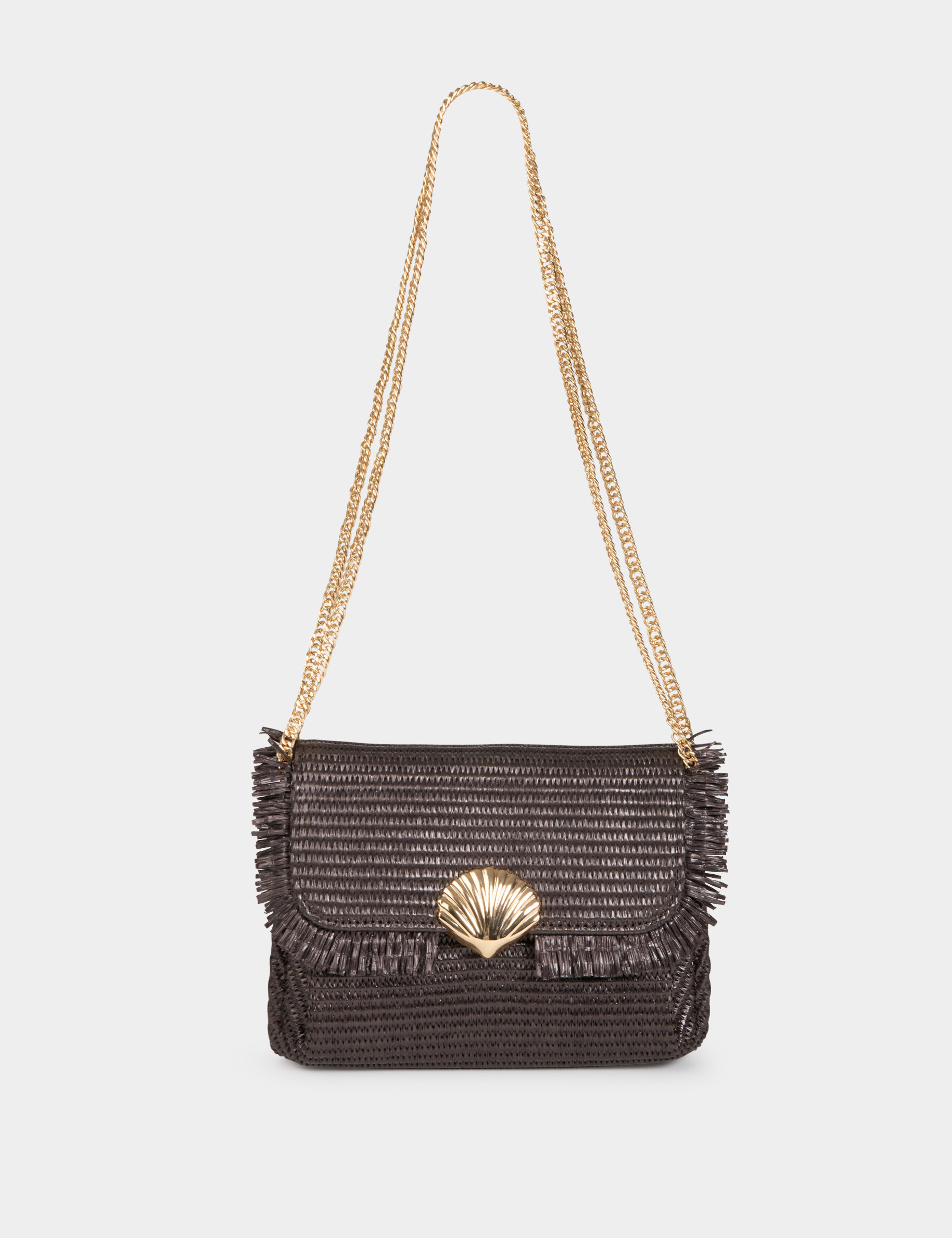 Bolso bandolera con cierre marr&oacute;n oscuro mujer