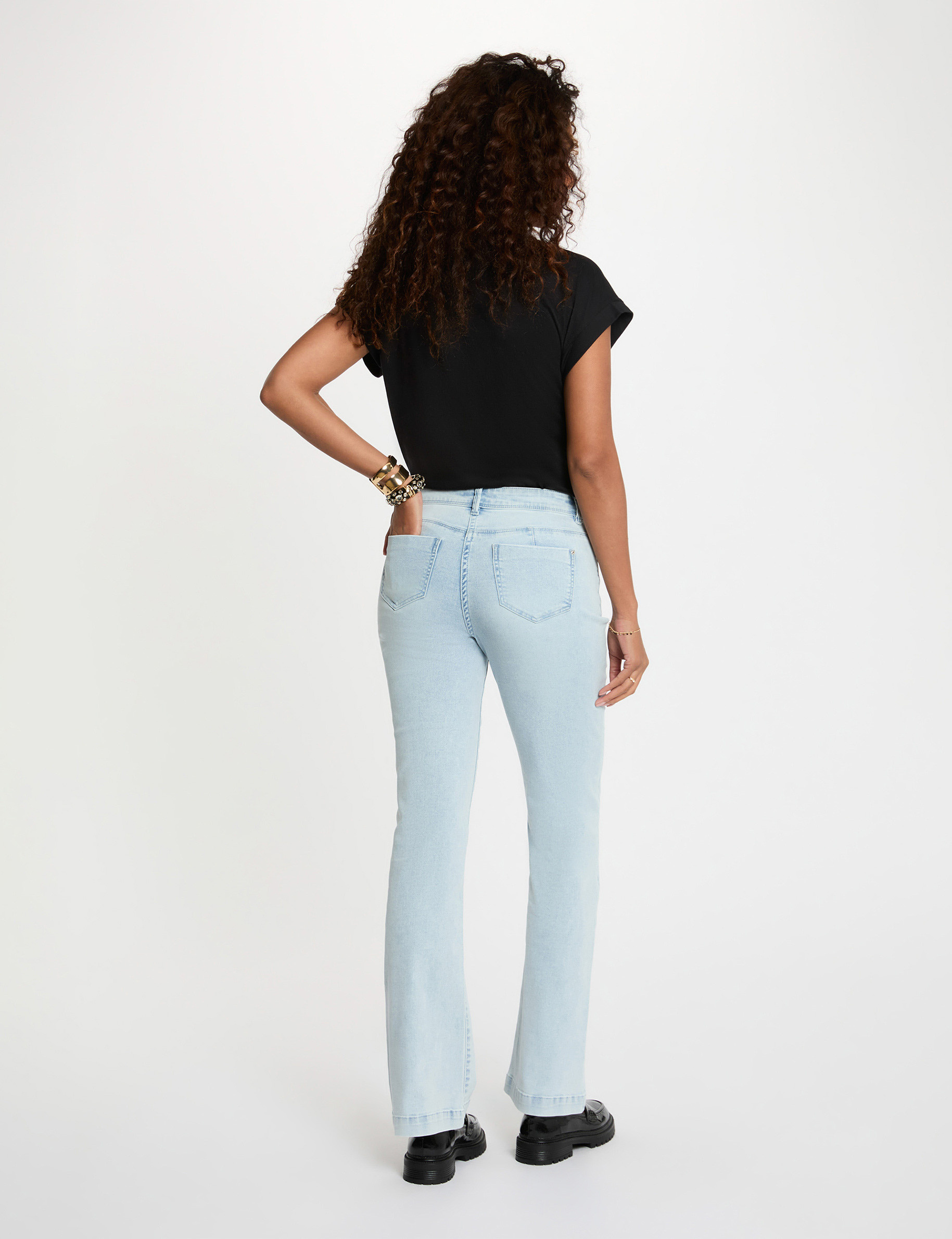 Vaqueros bootcut denim descolorido mujer