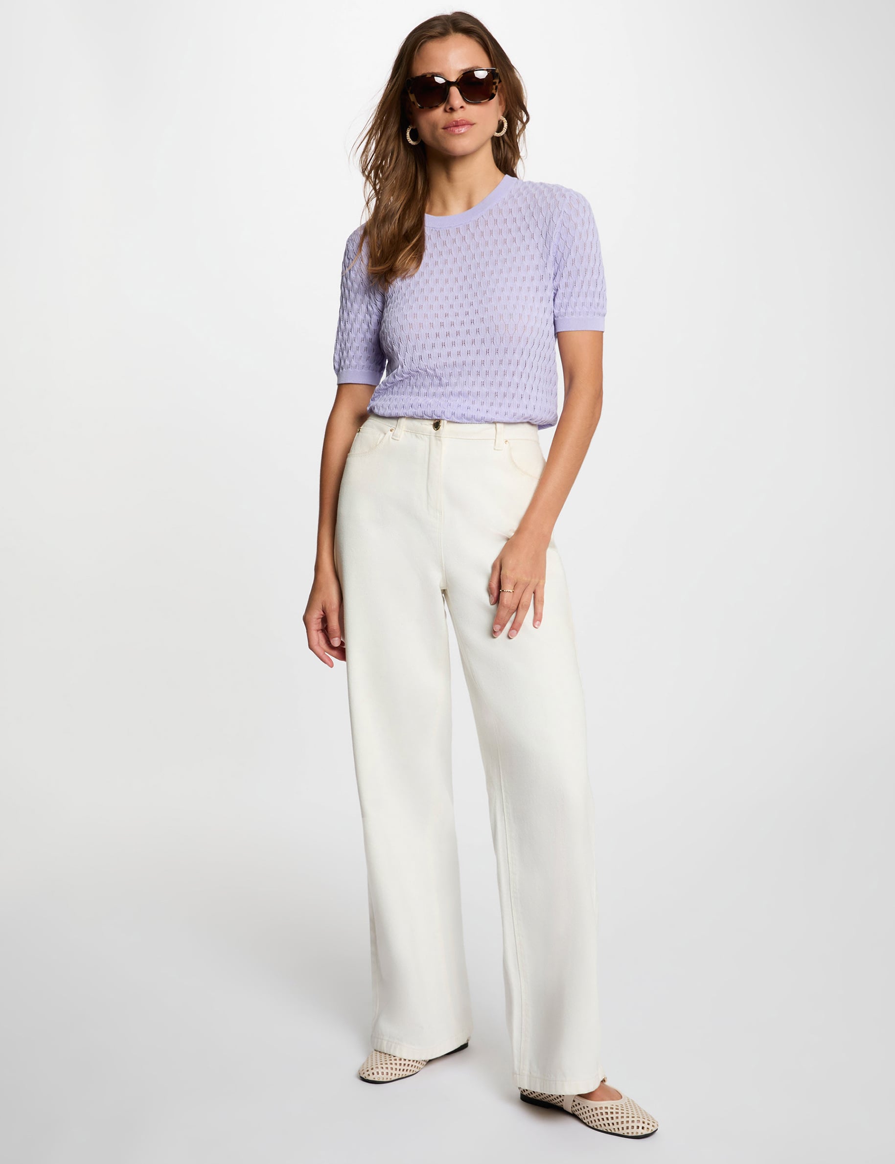 Jersey fino cuello redondo morado mujer