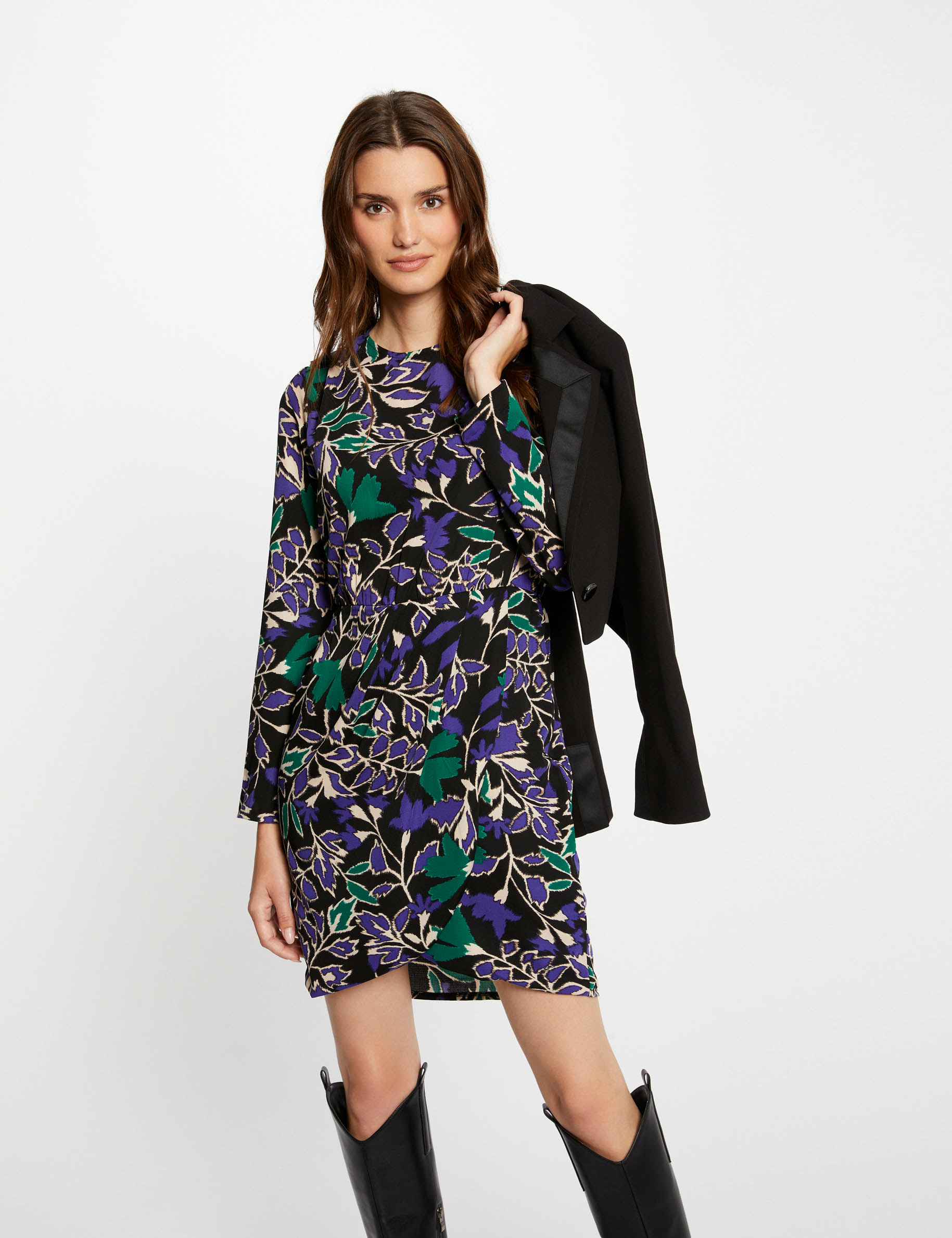 Vestido recto estampado vegetal multico mujer