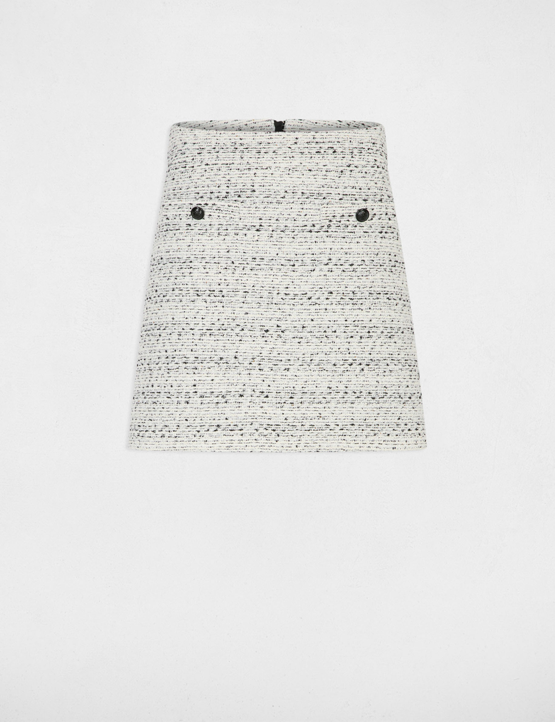 Falda corta de tweed marfil mujer