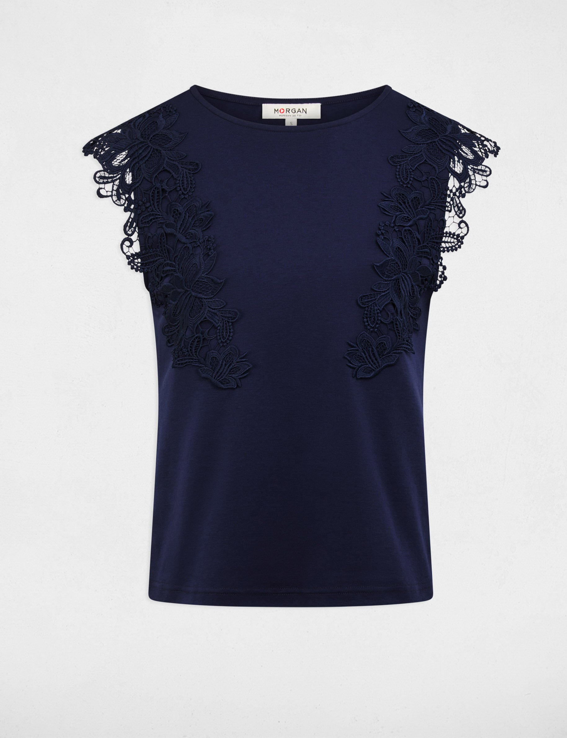 Camiseta manga corta azul marino mujer