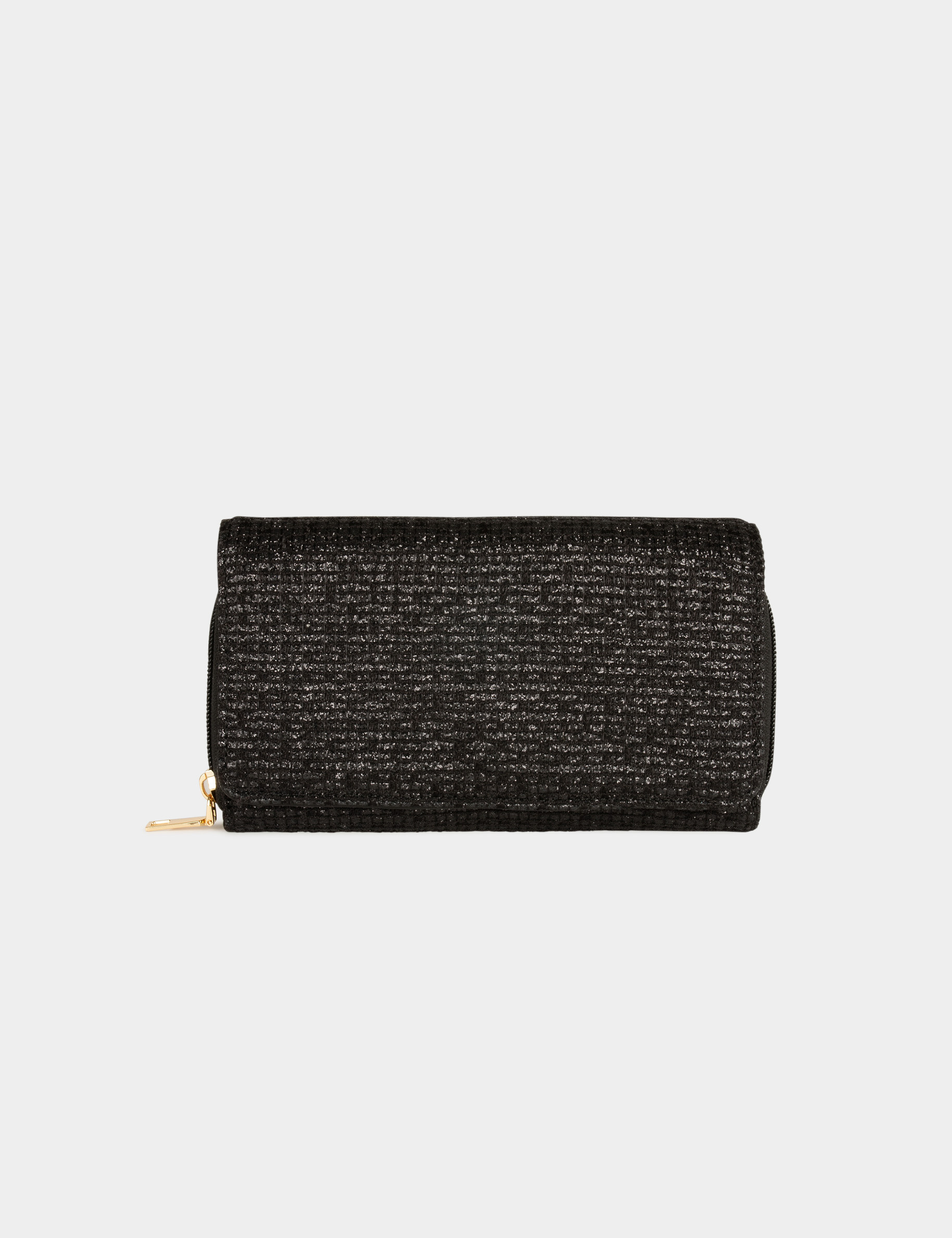 Bolso cartera de mano con lentejuelas negro mujer