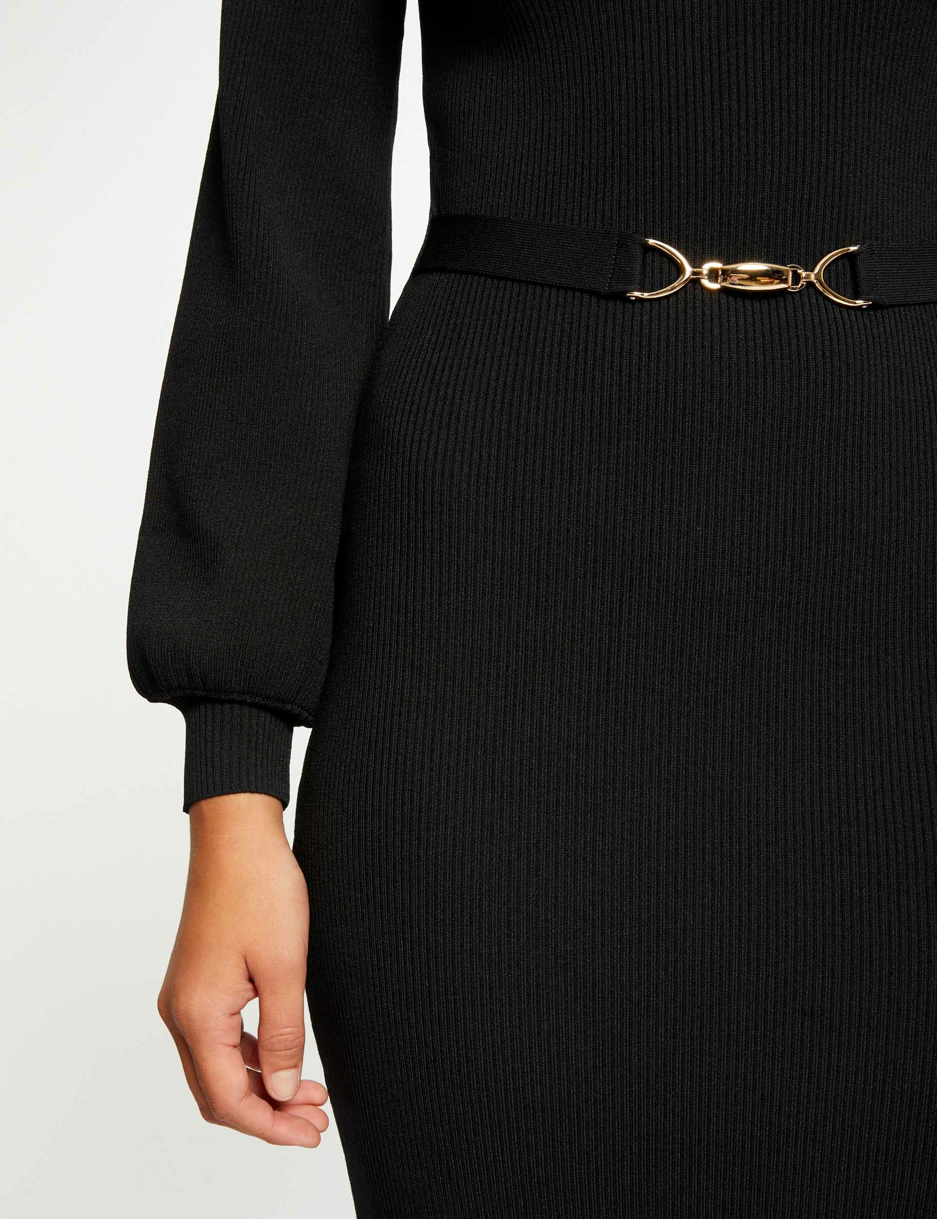 Vestido de punto largo ajustado negro mujer
