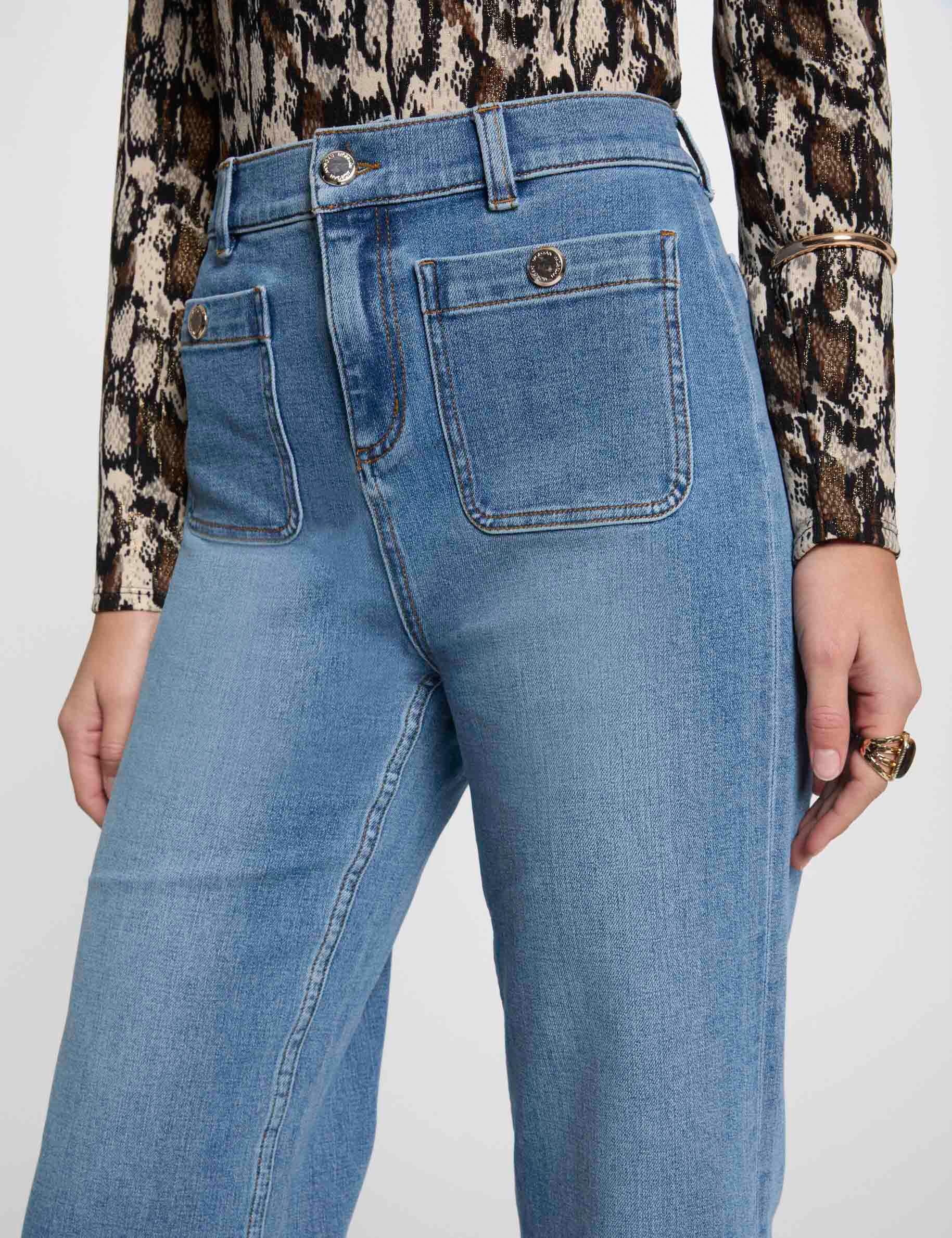 pantalon pernera ancha denim stone mujer Pantalón pernera ancha denim stone mujer