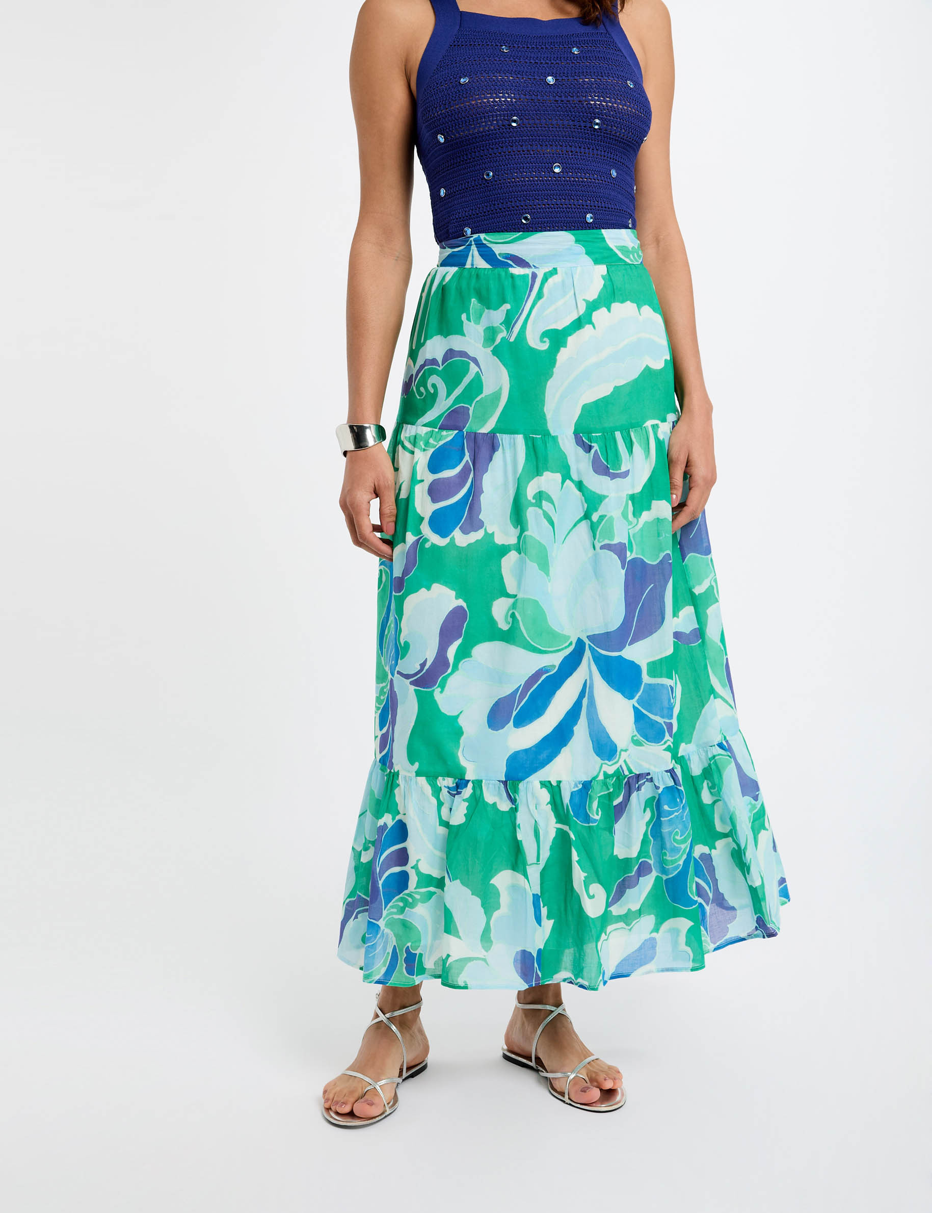 falda larga estampada multicolor mujer Falda larga estampada multicolor mujer