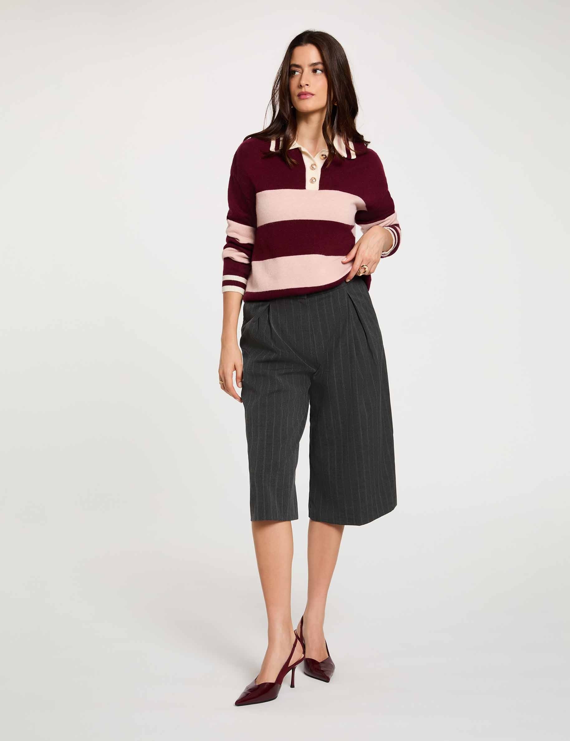 Bermuda de talle alto a rayas mujer