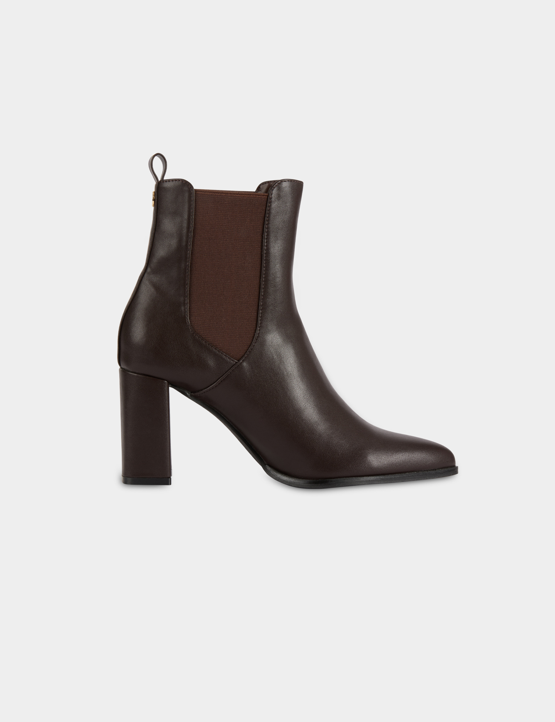 Bota de piel sint&eacute;tica marr&oacute;n oscuro mujer