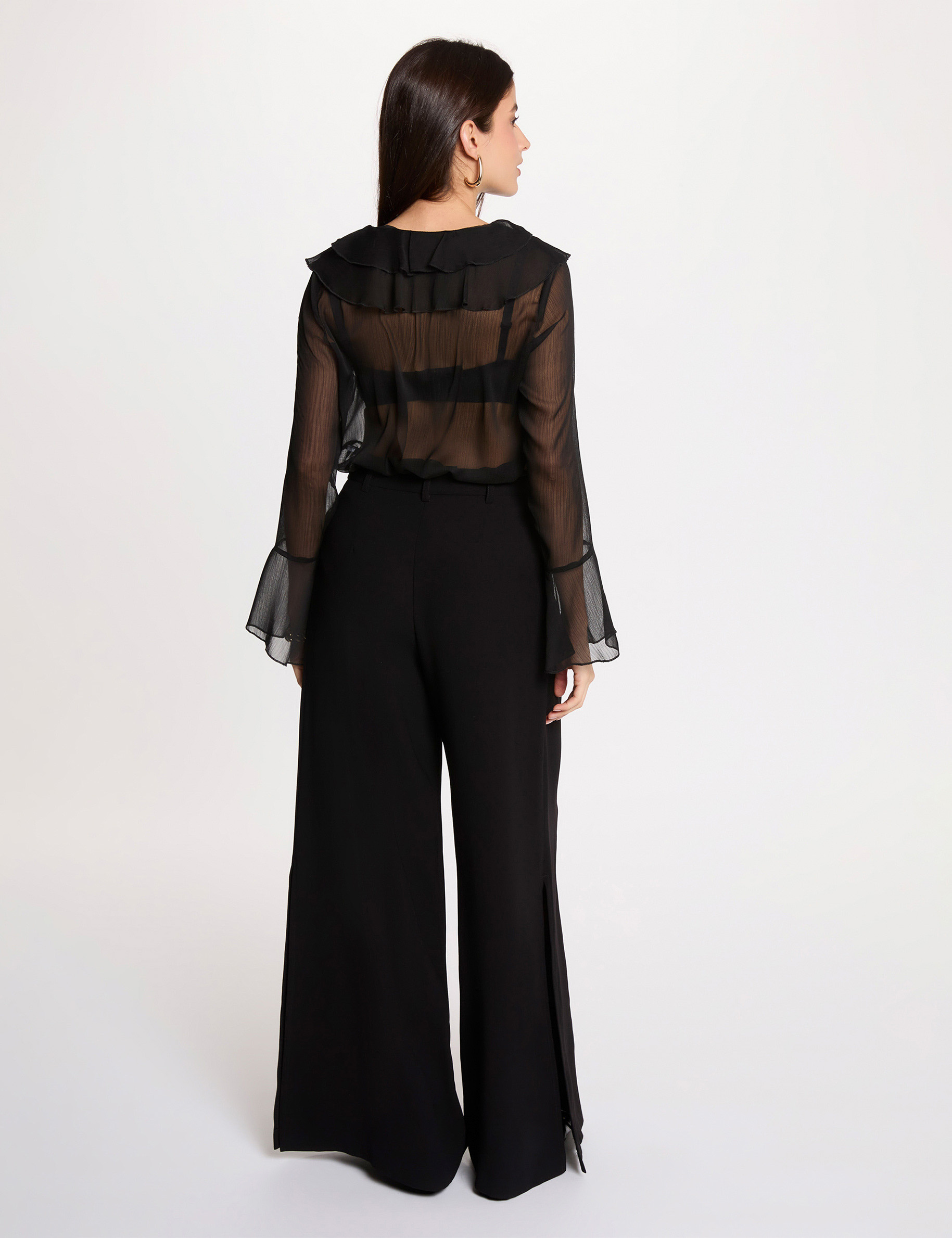 Camisa fluida negro mujer