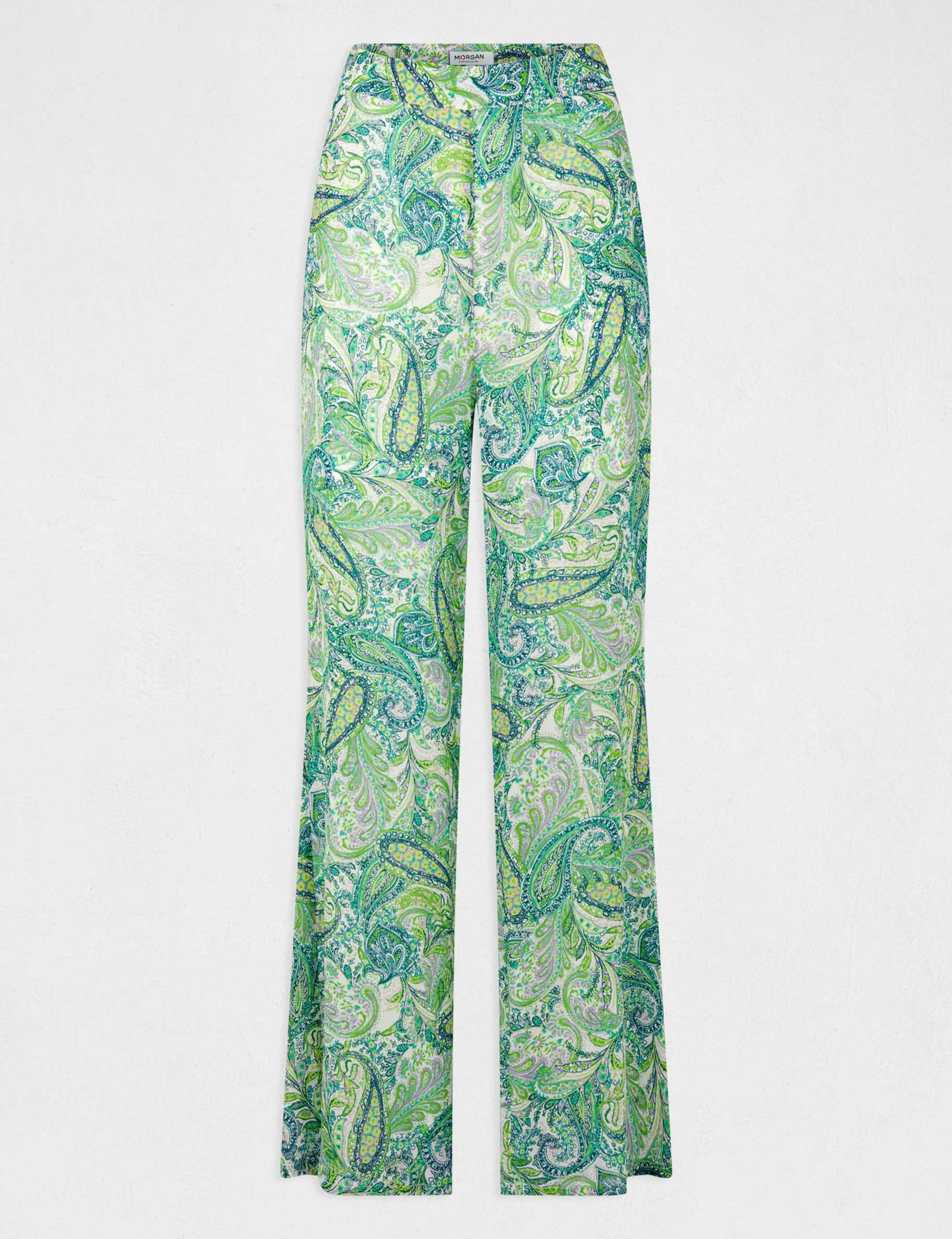 Pantalón recto holgado estampado multicolor mujer Pantalón recto holgado estampado multicolor mujer