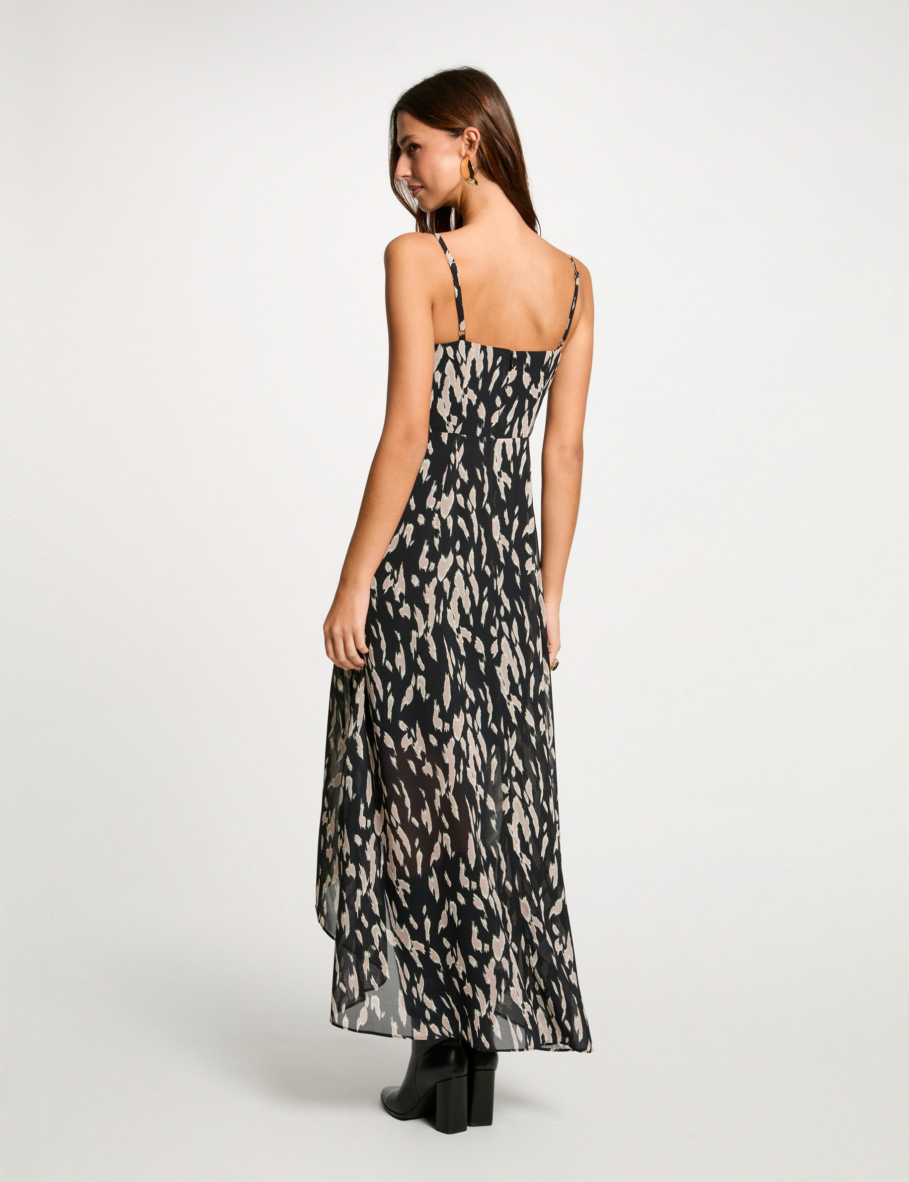 vestido largo estampado negro mujer Vestido largo estampado negro mujer
