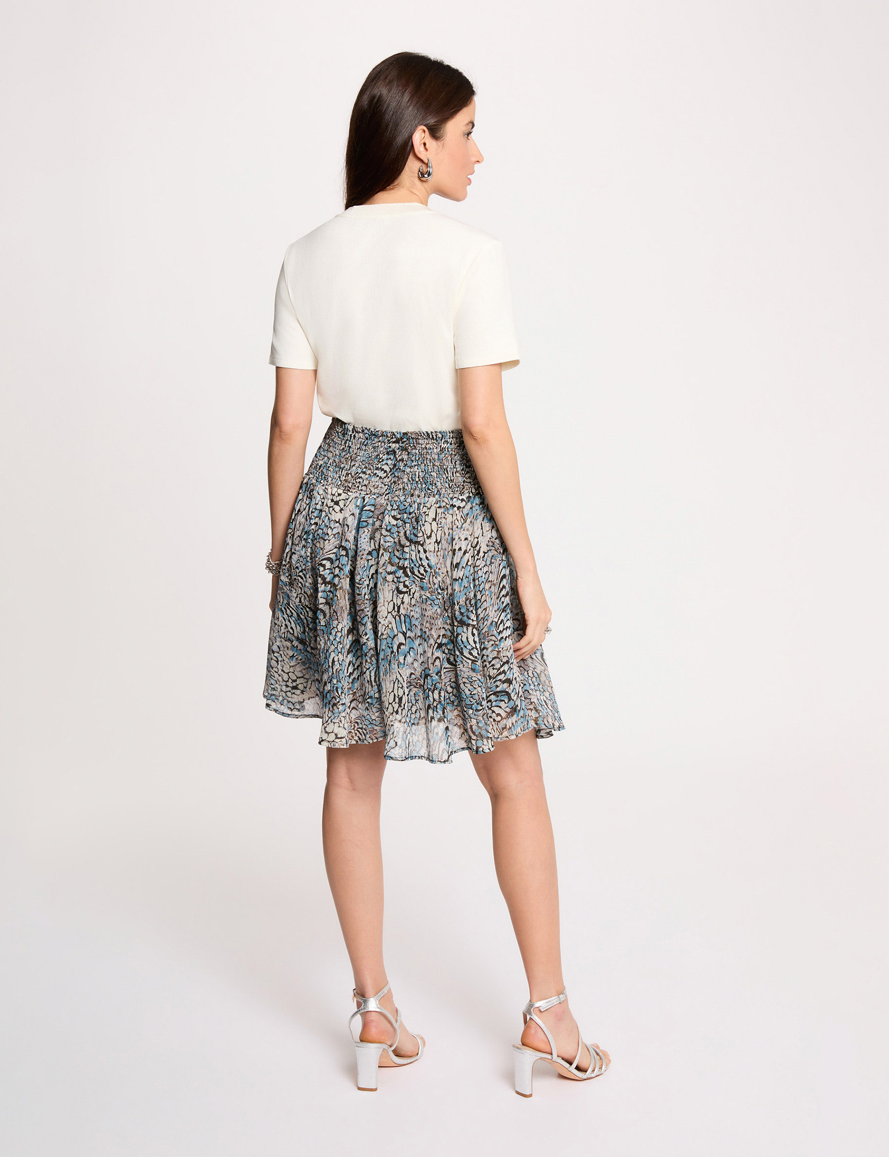 Falda corta de patinadora multicolor mujer