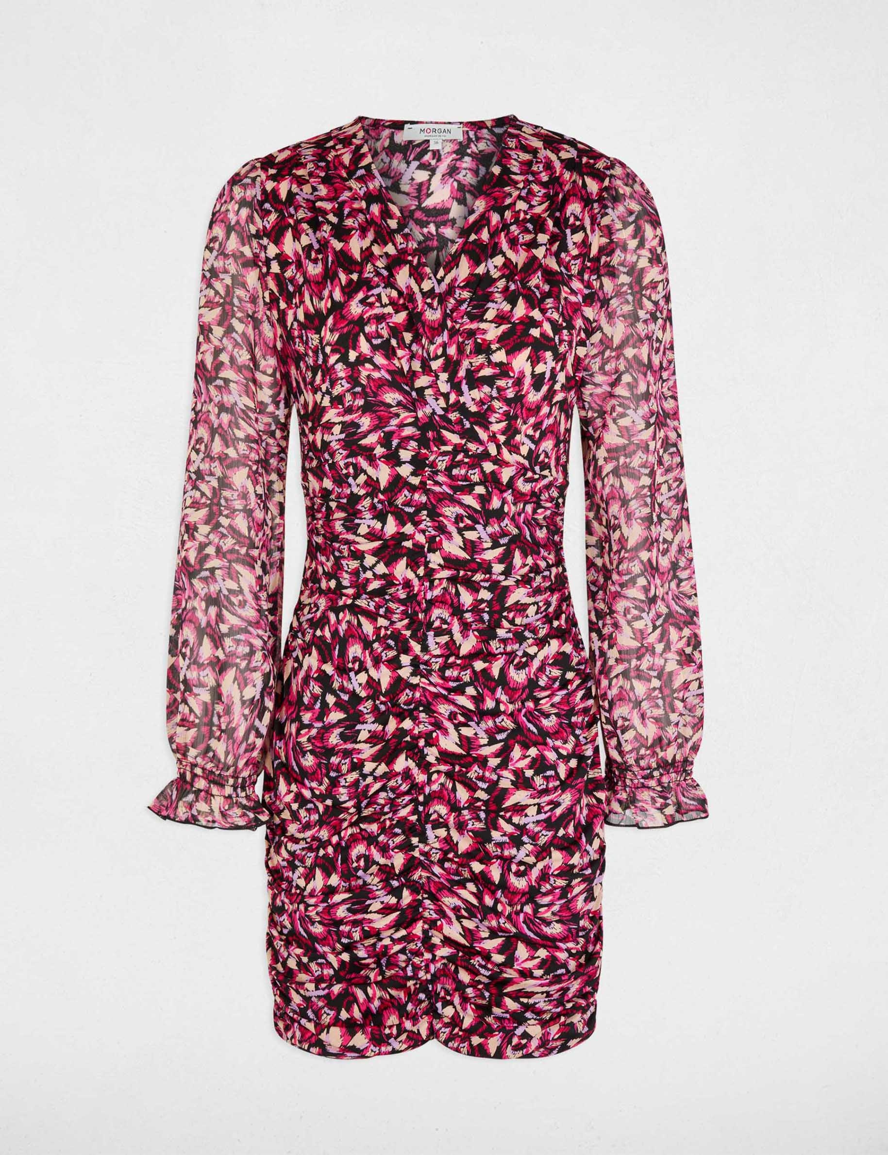 Vestido cruzado mangas 3/4 multicolor mujer