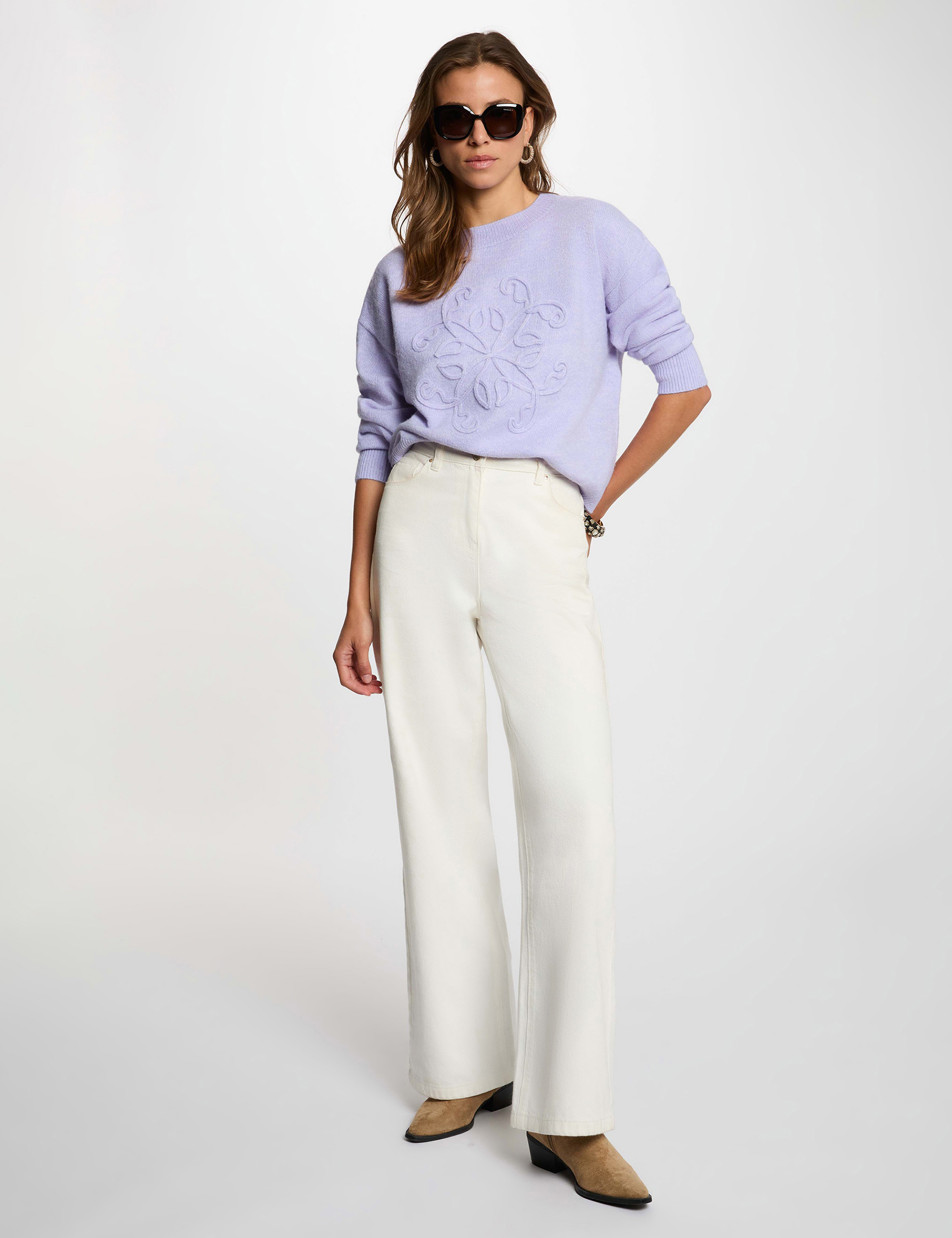Jersey cuello redondo morado mujer