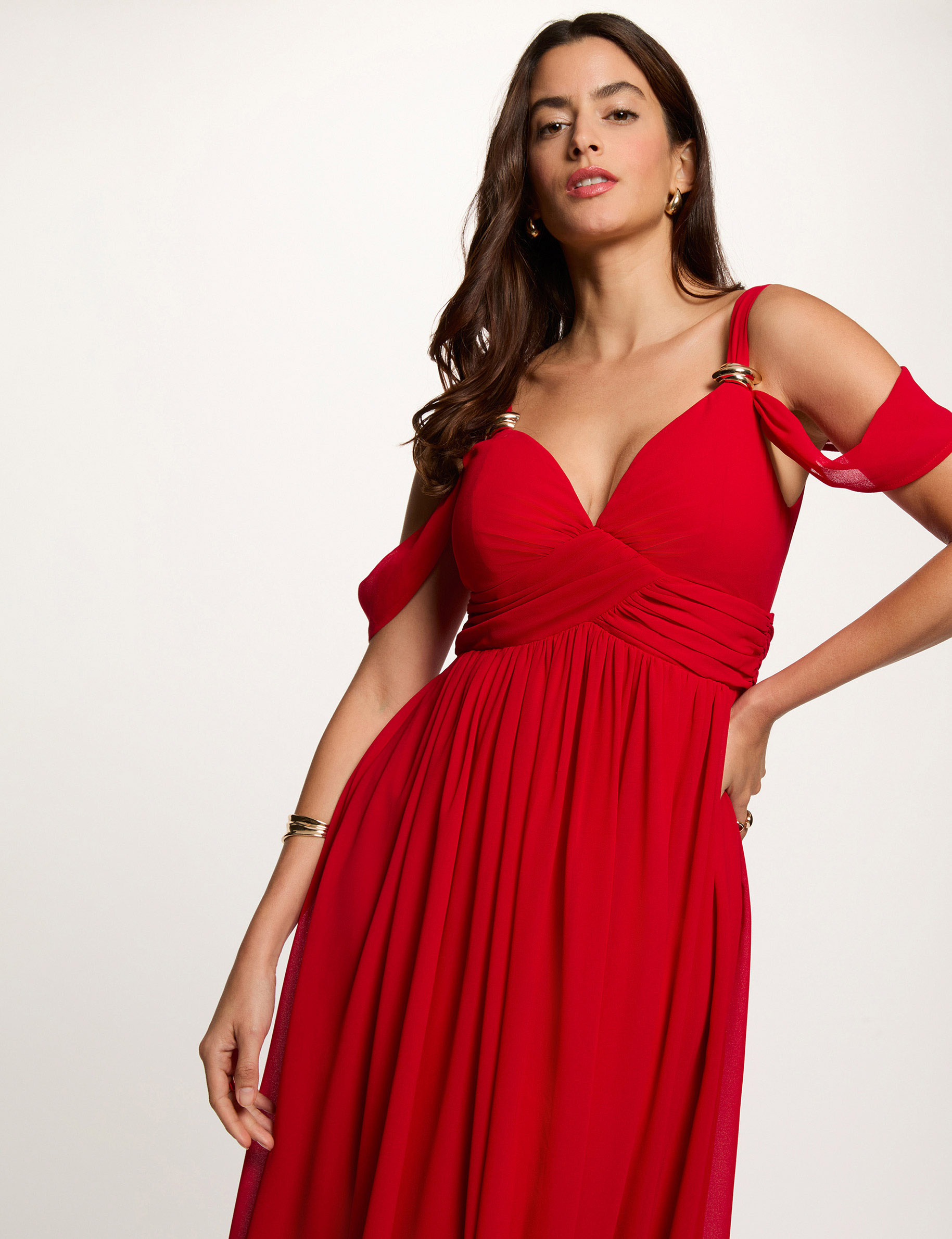 Vestido largo rojo mujer