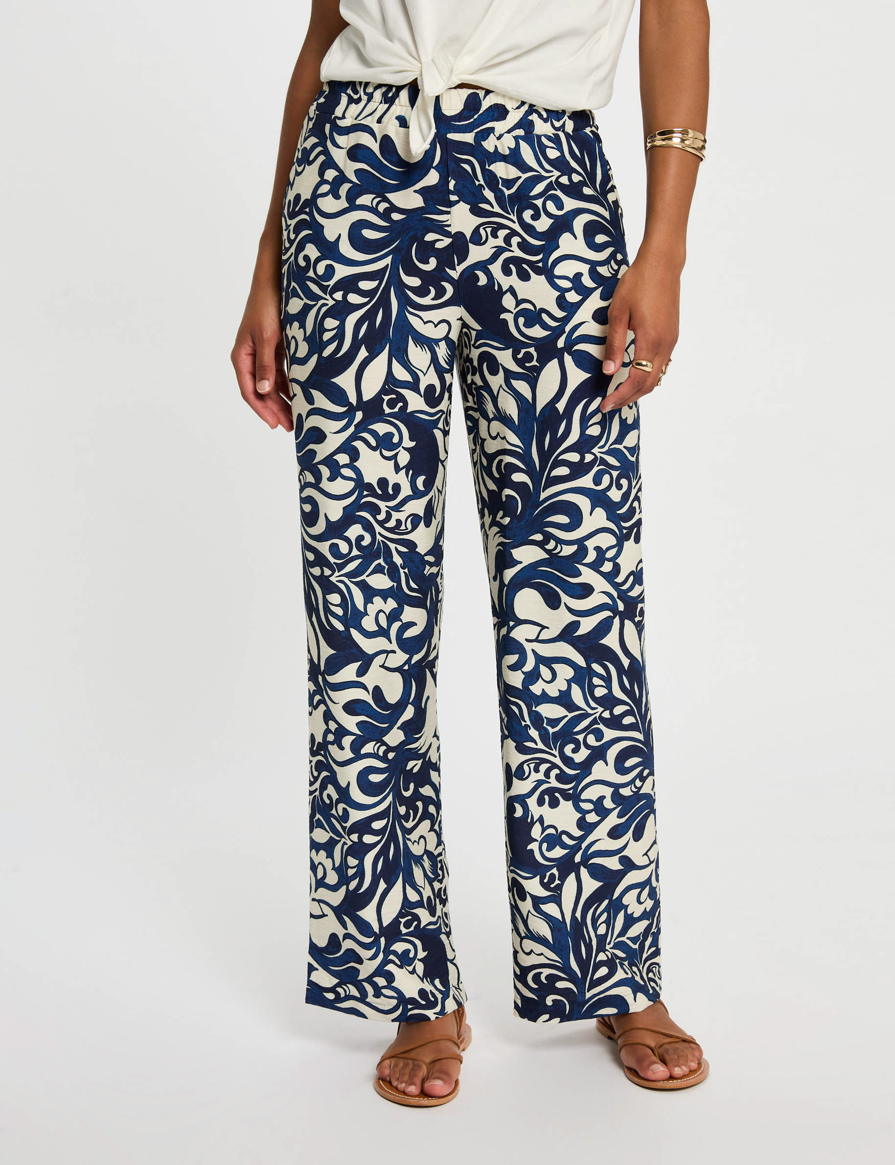 pantalon recto estampado multicolor mujer Pantalón recto estampado multicolor mujer