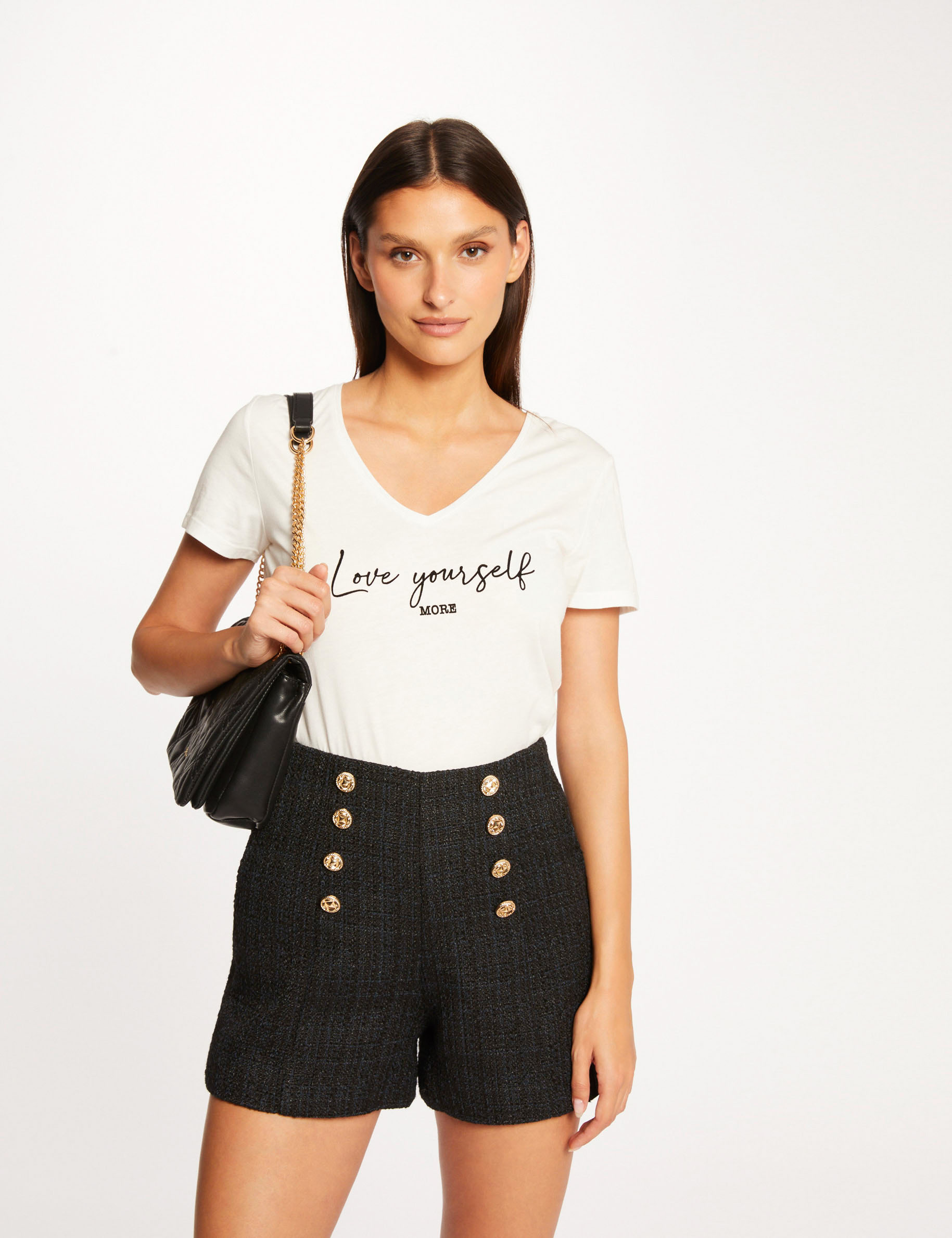 camiseta de manga corta con mensaje crudo mujer Camiseta de manga corta con mensaje crudo mujer