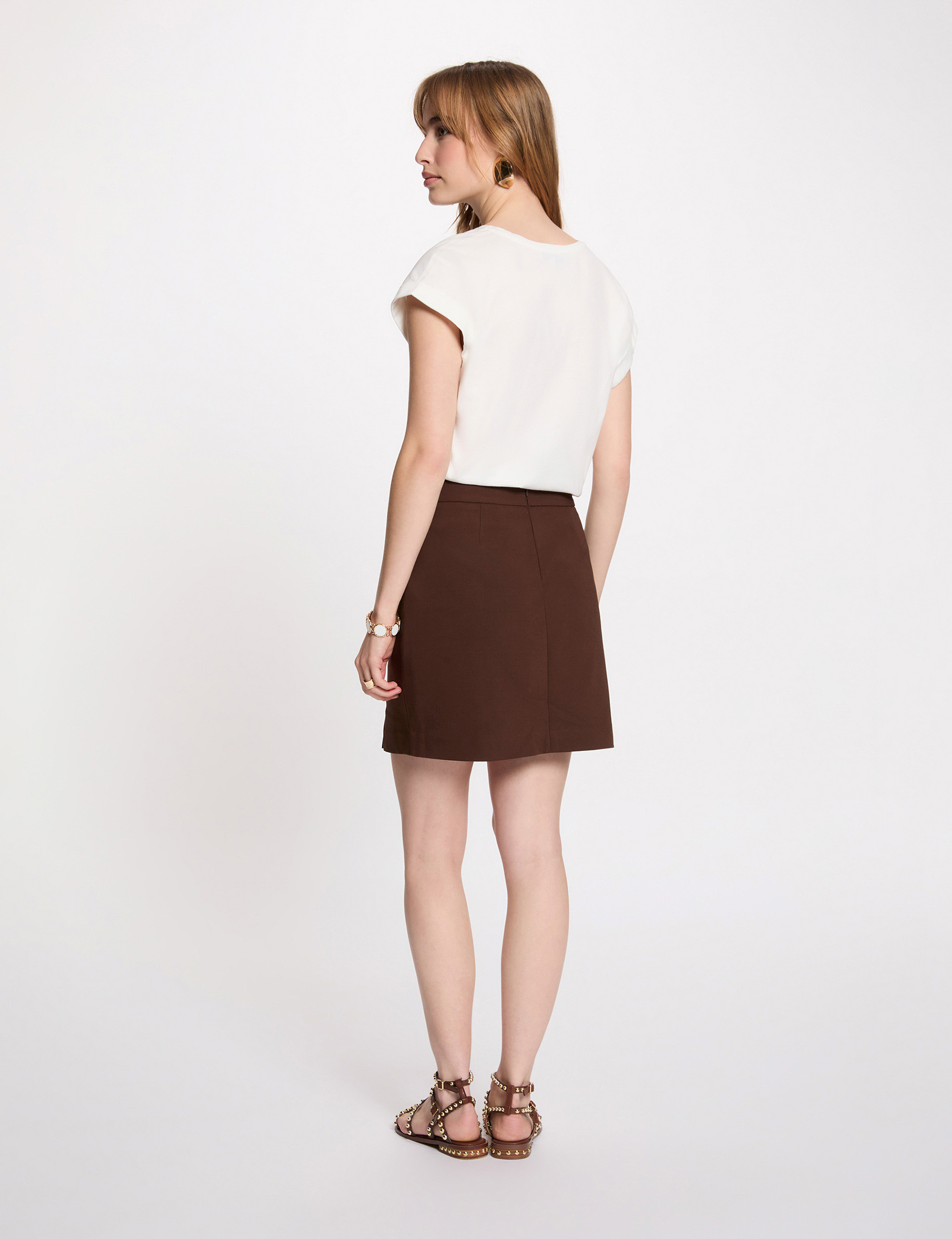 Camiseta bordado rostro blanco mujer